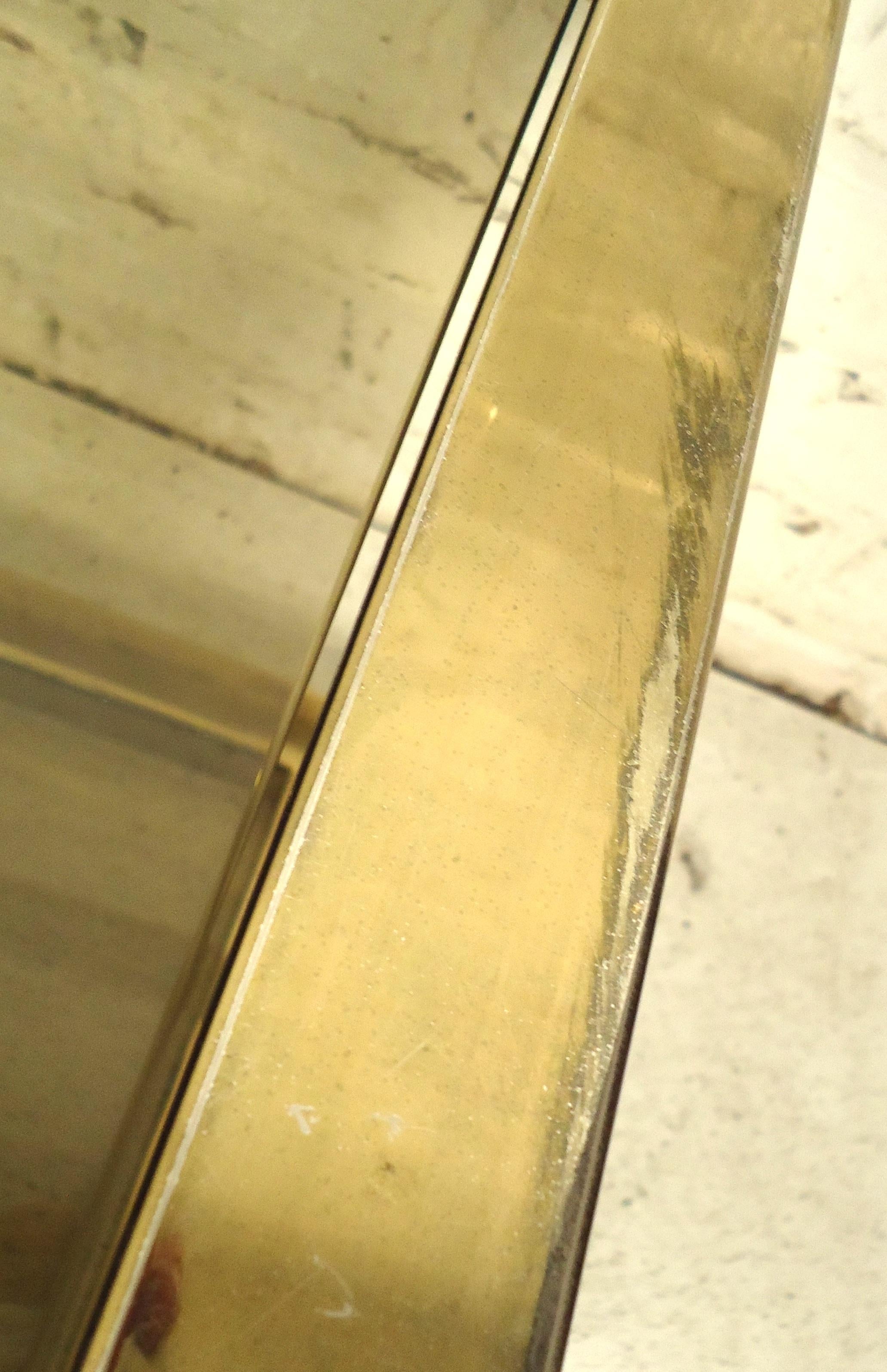 Mid-20th Century Large Mid-Century Brass Color Glass Coffee Table