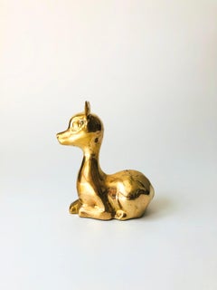Large Mid-Century Brass Deer