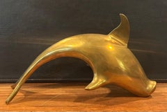 Large Mid-Century Brass Dolphin Sculpture