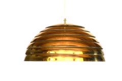 Large Mid-Century Brass Dome Pendant Lamp from "Vereinigte Werkstätten München"