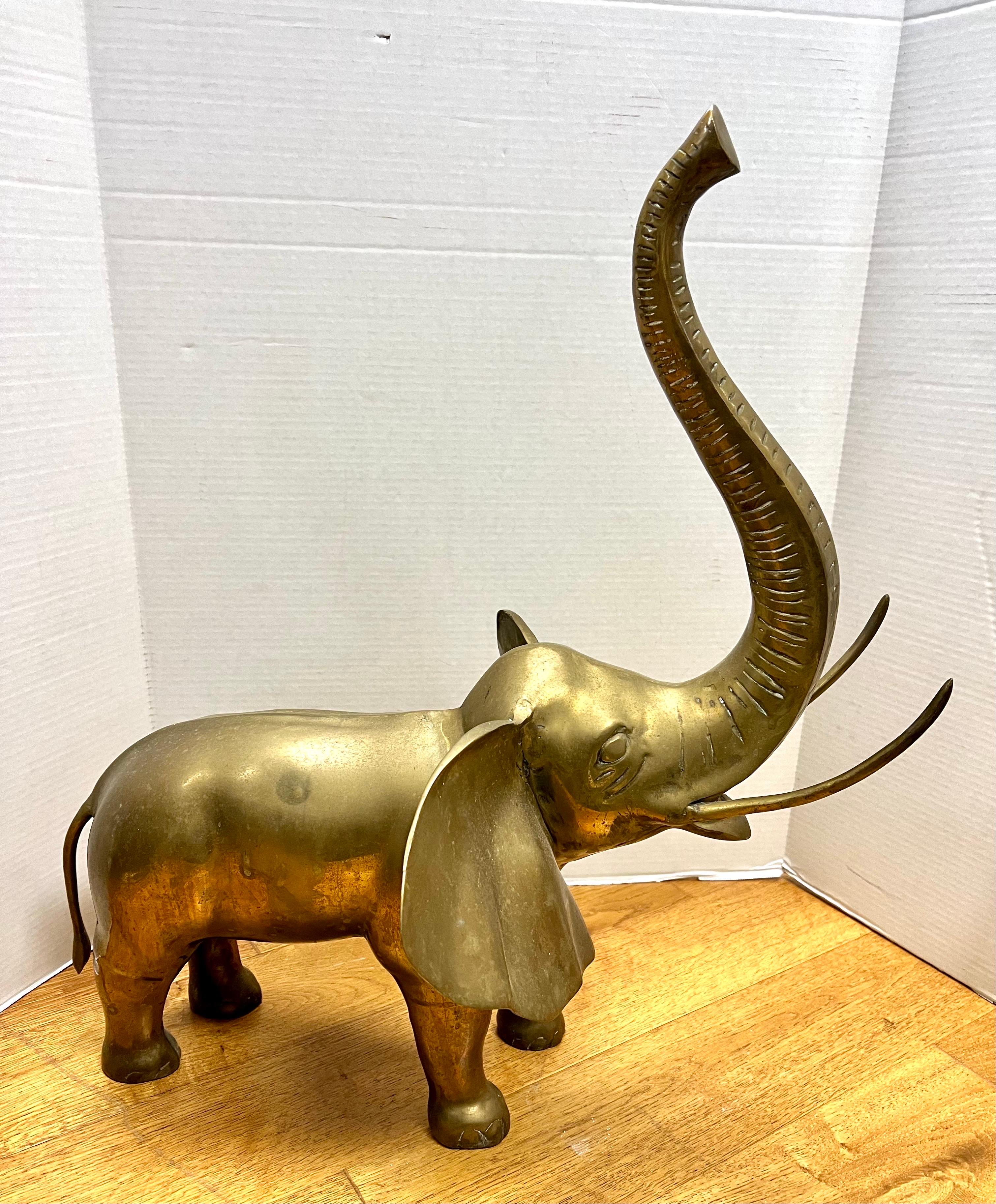 vintage large brass elephant