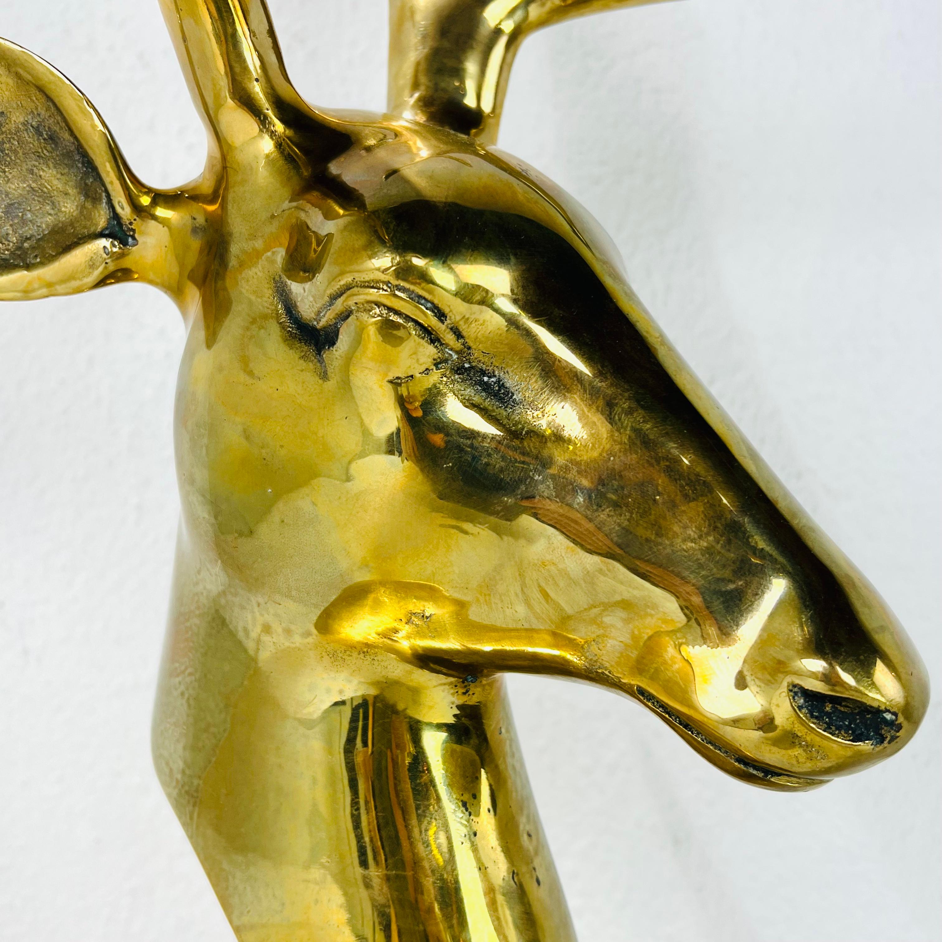 Large Mid Century Brass Elk Bust For Sale 5