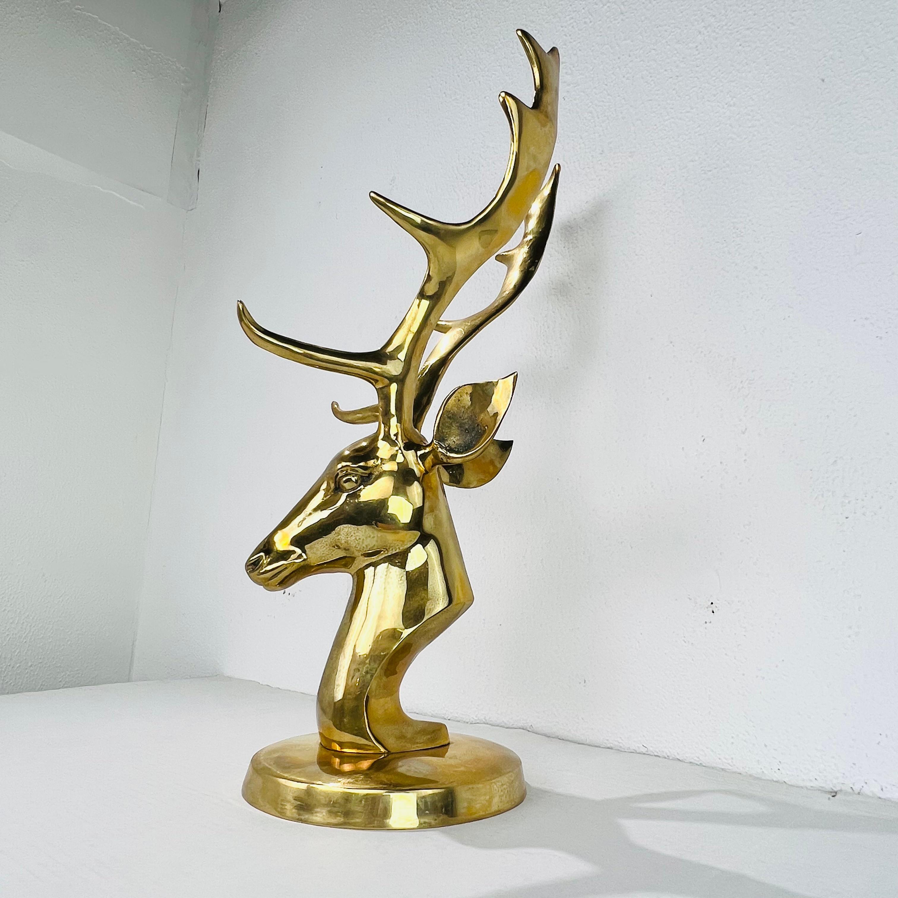 Large Mid Century Brass Elk Bust For Sale 6