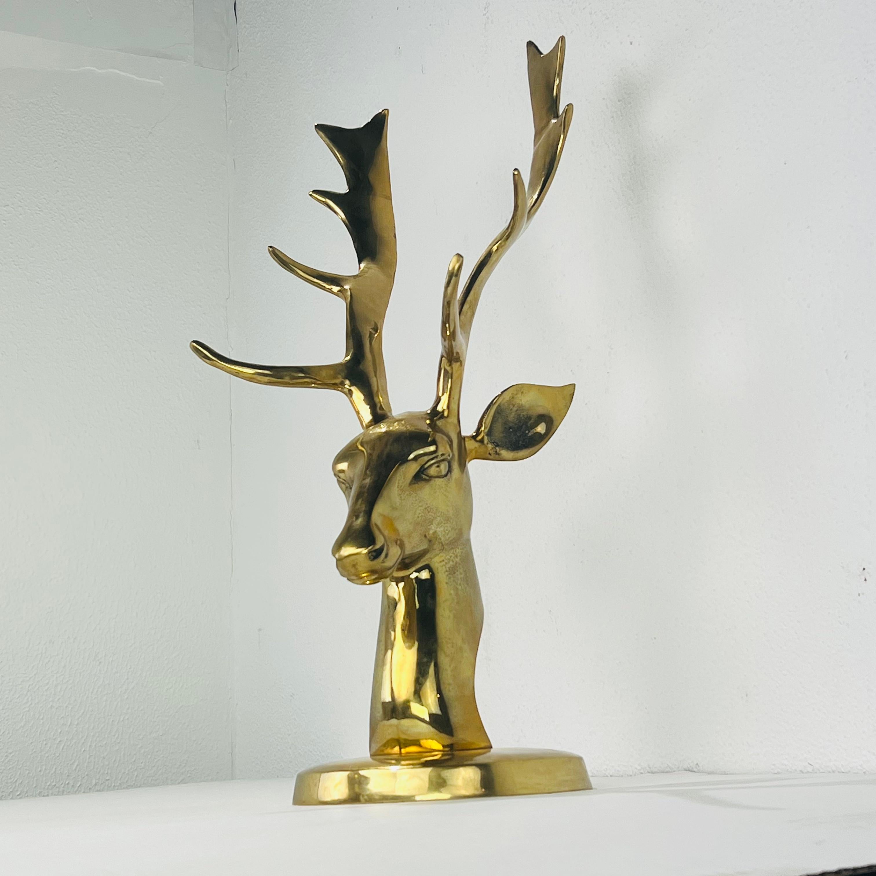 Large Mid Century Brass Elk Bust For Sale 7