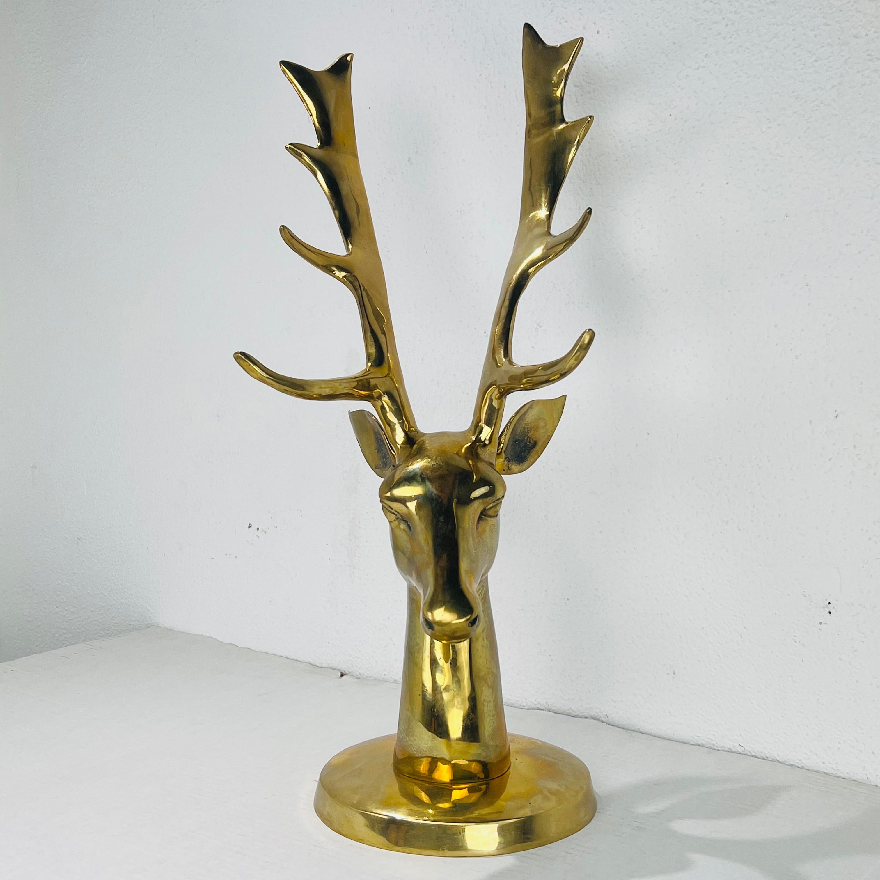 Large Mid Century Brass Elk Bust For Sale 8