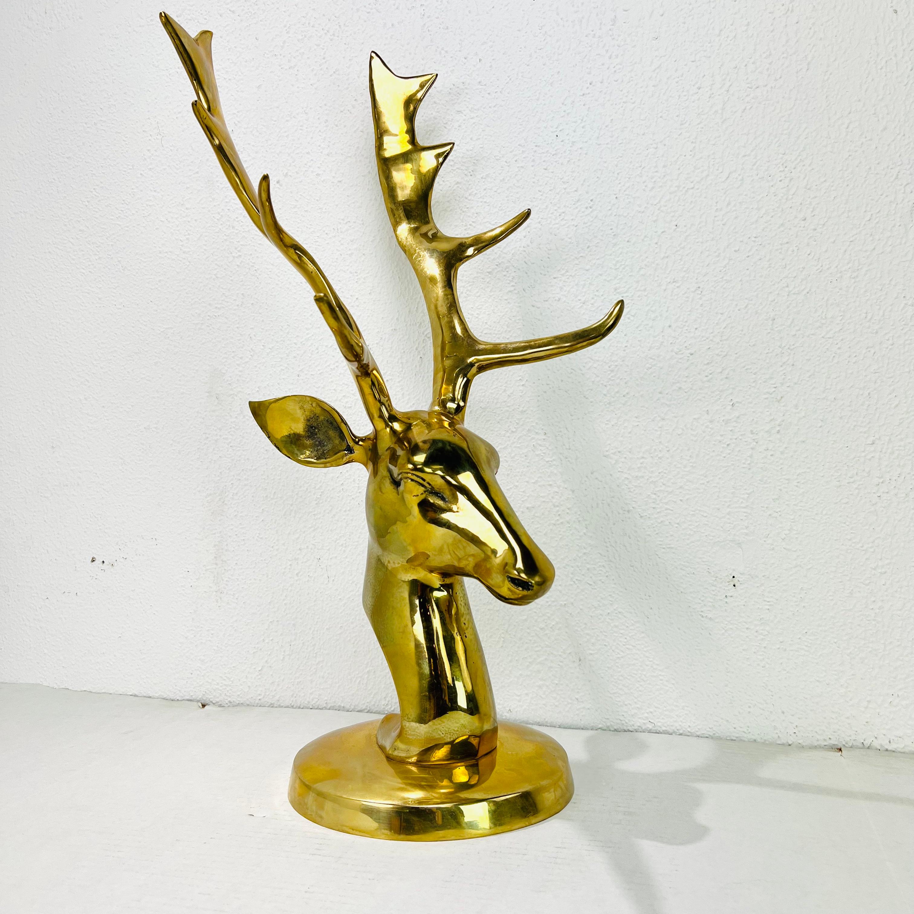 Large Mid Century Brass Elk Bust For Sale 9