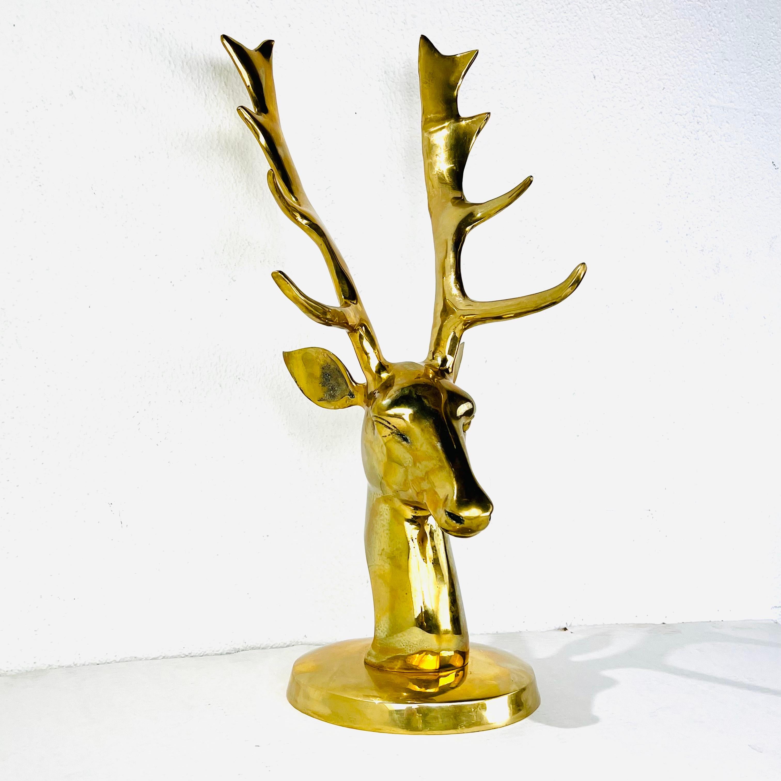Large Mid Century Brass Elk Bust For Sale 10