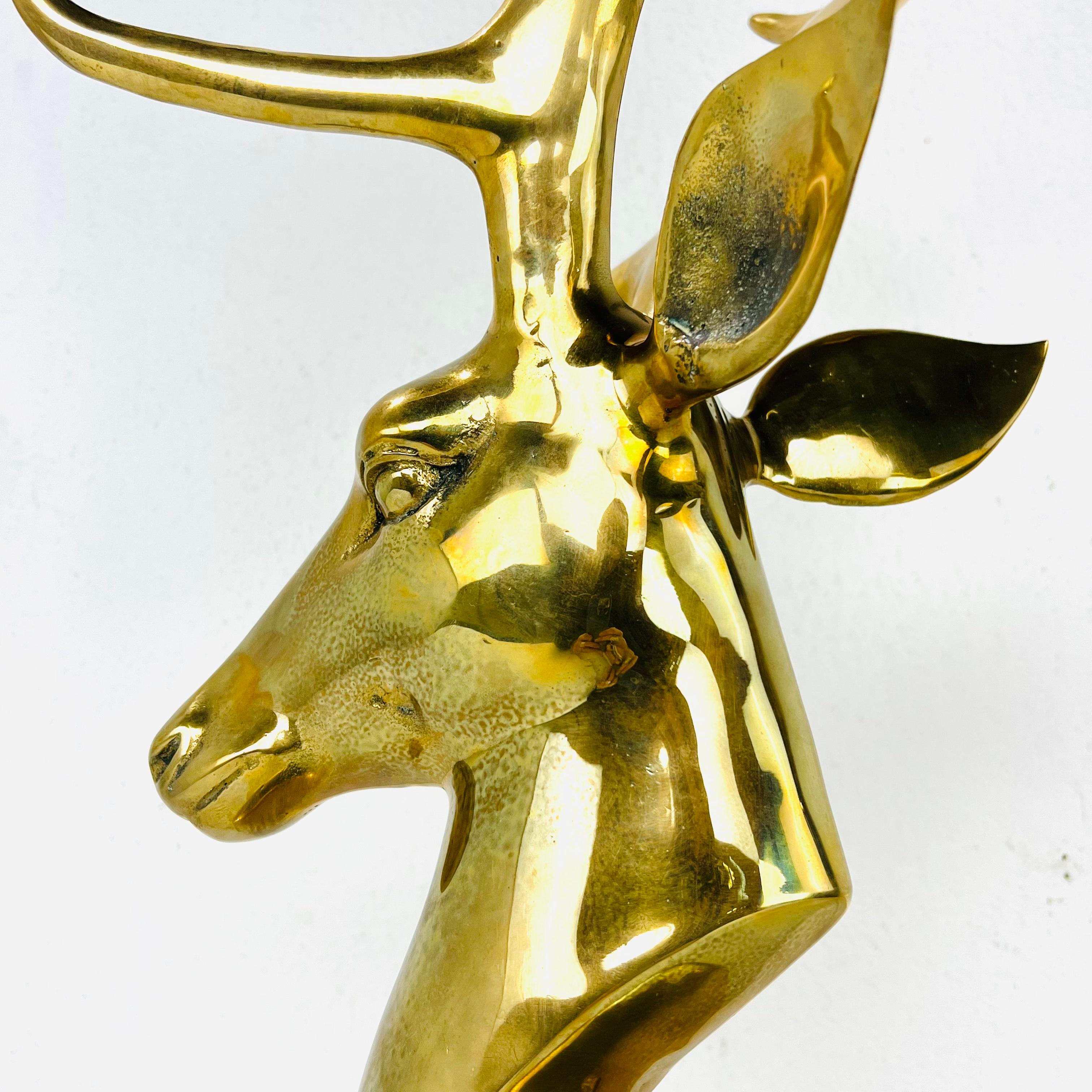 Large Mid Century Brass Elk Bust For Sale 2