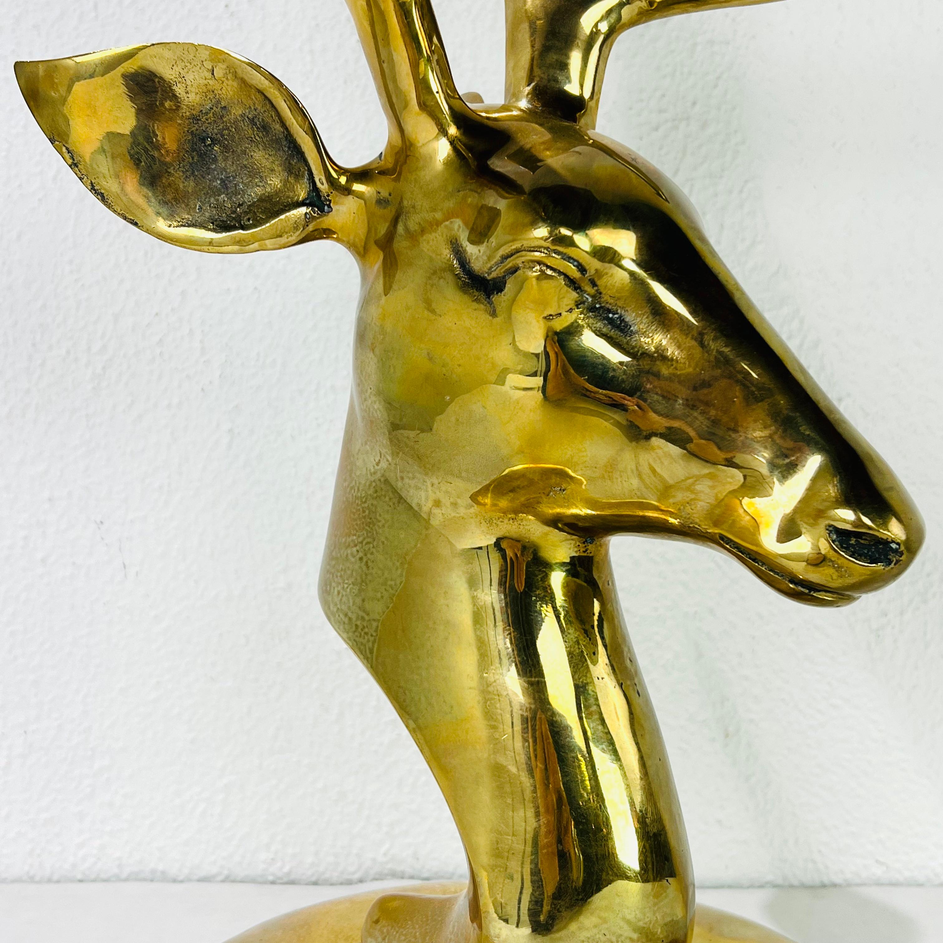 Large Mid Century Brass Elk Bust For Sale 3