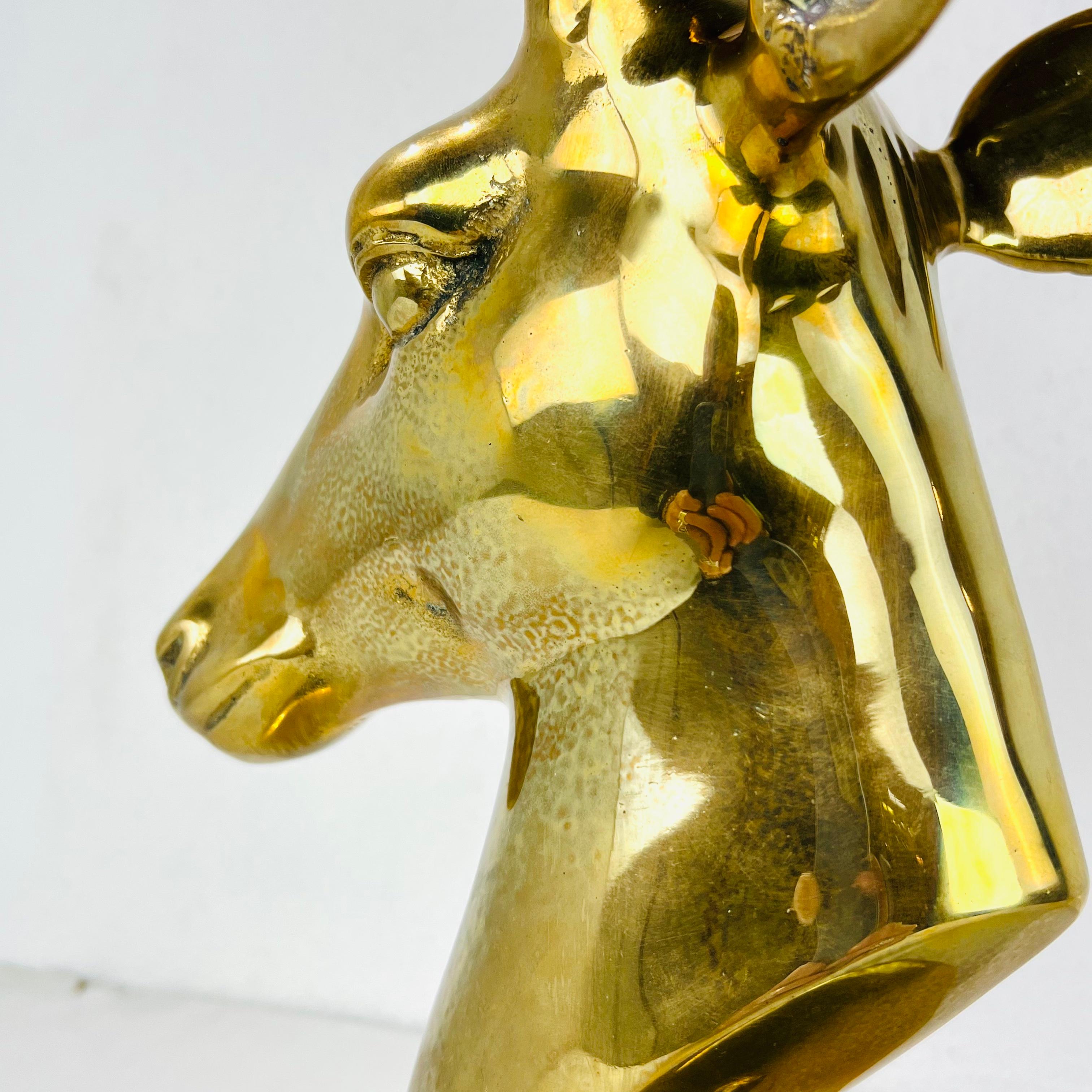 Large Mid Century Brass Elk Bust For Sale 4