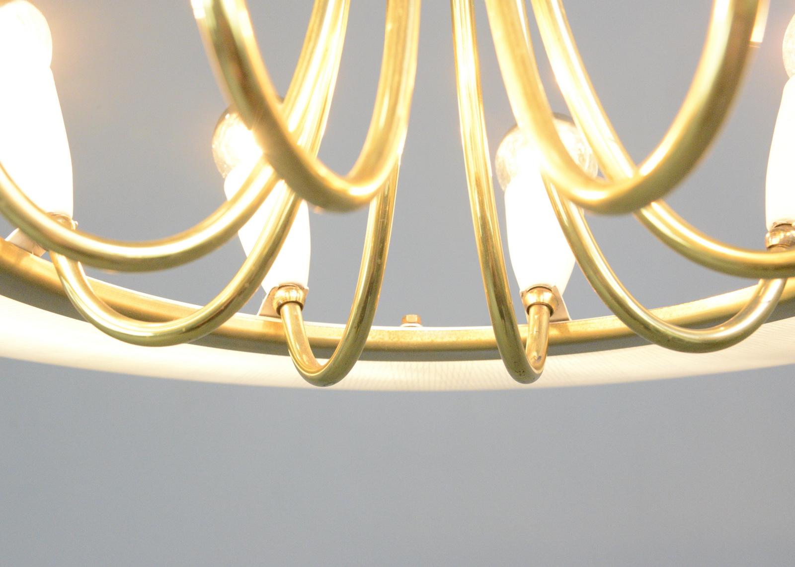 Mid-20th Century Large Midcentury Brass and Glass Chandelier, circa 1960s