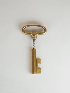 Large Mid-Century Brass "Key" Corkscrew & Bottle Opener by Carl Auböck, 1950s