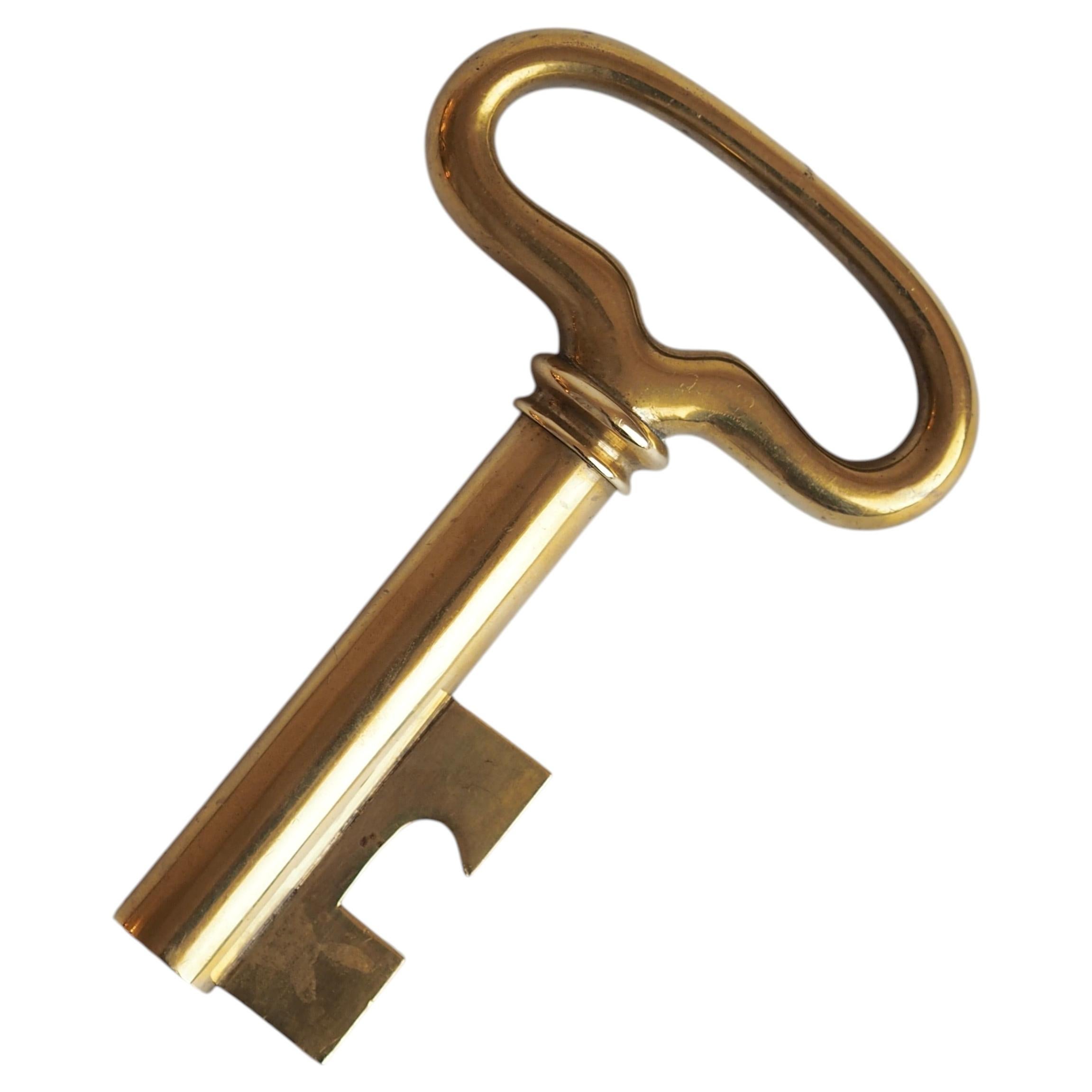 Large Mid-Century Brass "Key" Corkscrew & Bottle Opener by Carl Auböck, 1950s For Sale