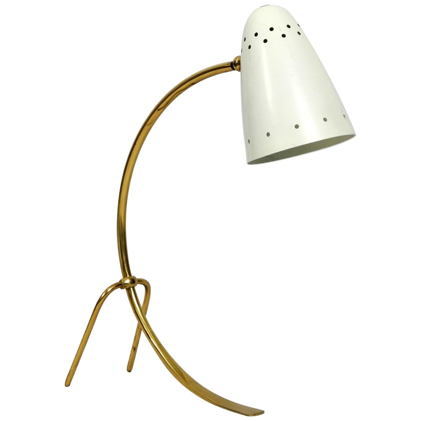 Large Midcentury Brass Metal Table Lamp by J. T. Kalmar Wien Made in Austria For Sale
