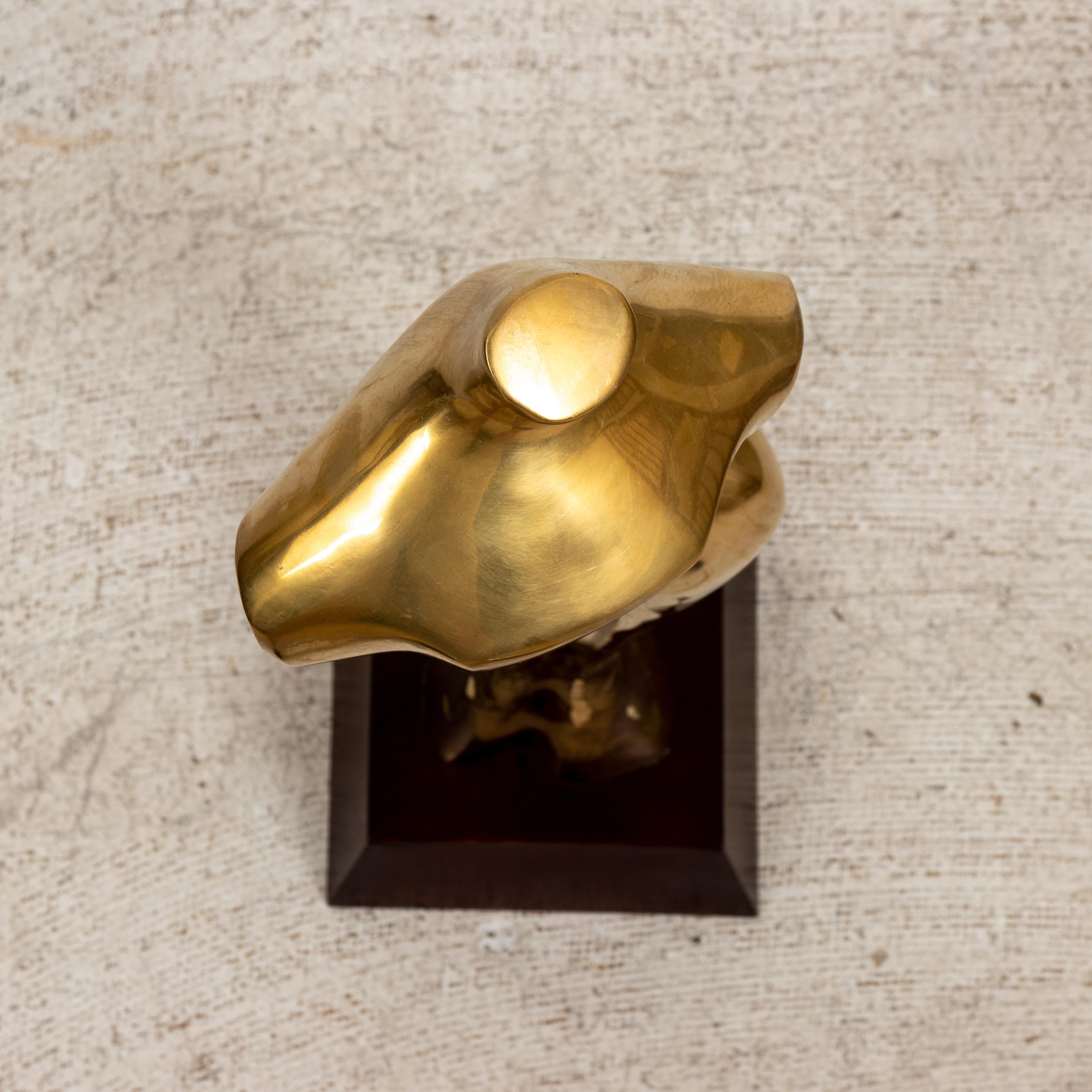Cast Large Mid-Century Brass Nude Torso Sculpture in the Manner of Jean Arp