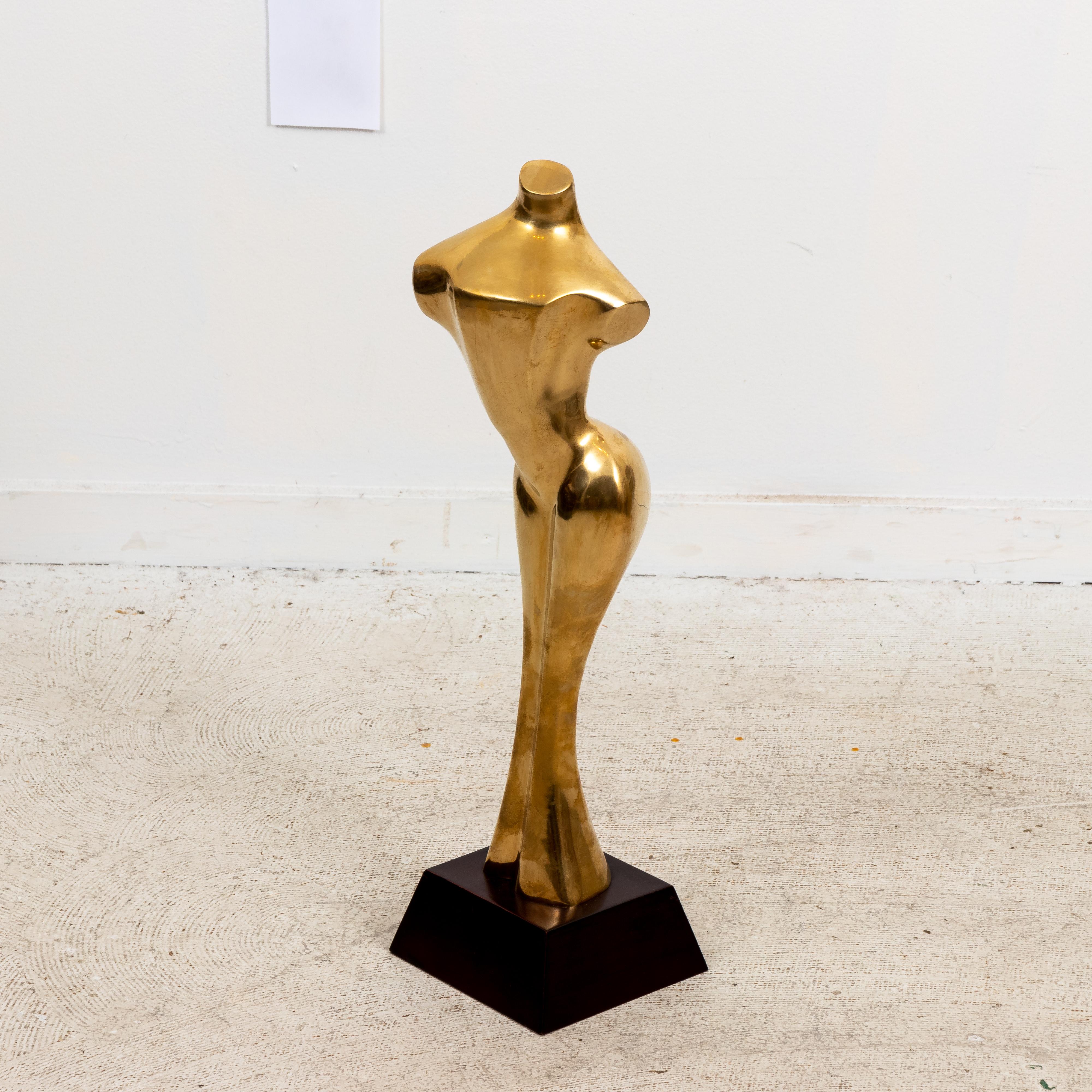Large Mid-Century Brass Nude Torso Sculpture in the Manner of Jean Arp In Good Condition In New York, NY