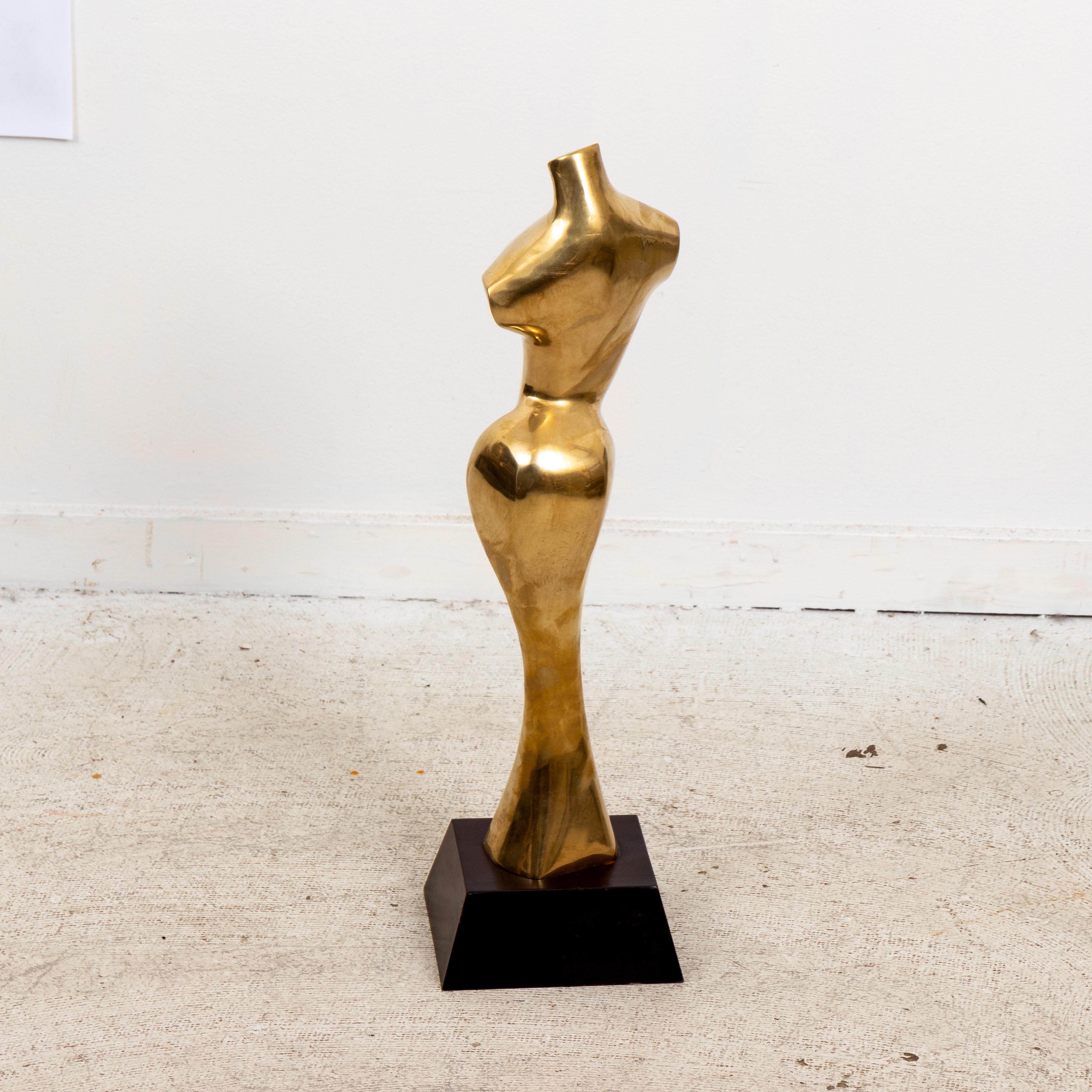 Large Mid-Century Brass Nude Torso Sculpture in the Manner of Jean Arp 1