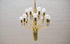 Gran lámpara Sputnik colgante de latón de mediados de siglo, Alemania, años 70