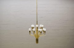Large Midcentury Brass Pendant Sputnik Lamp, Germany, 1970s