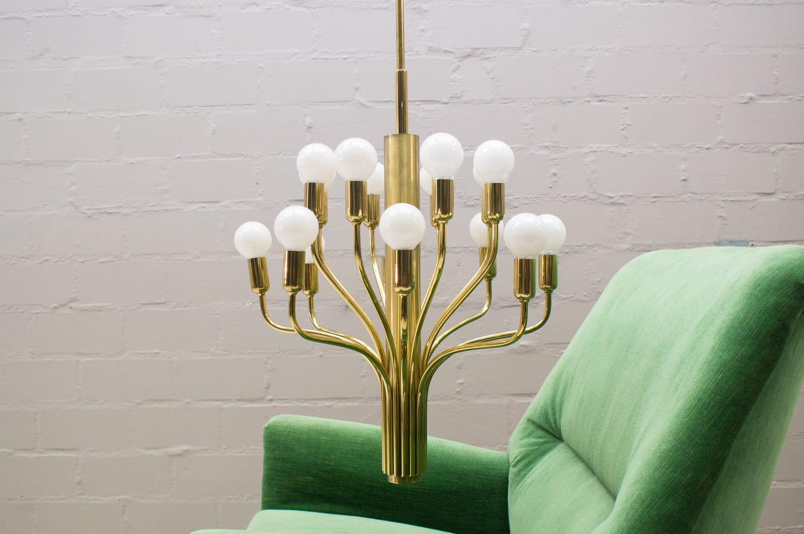 Mid-Century Modern Large Midcentury Brass Pendant Sputnik Lamp, Germany, 1970s For Sale