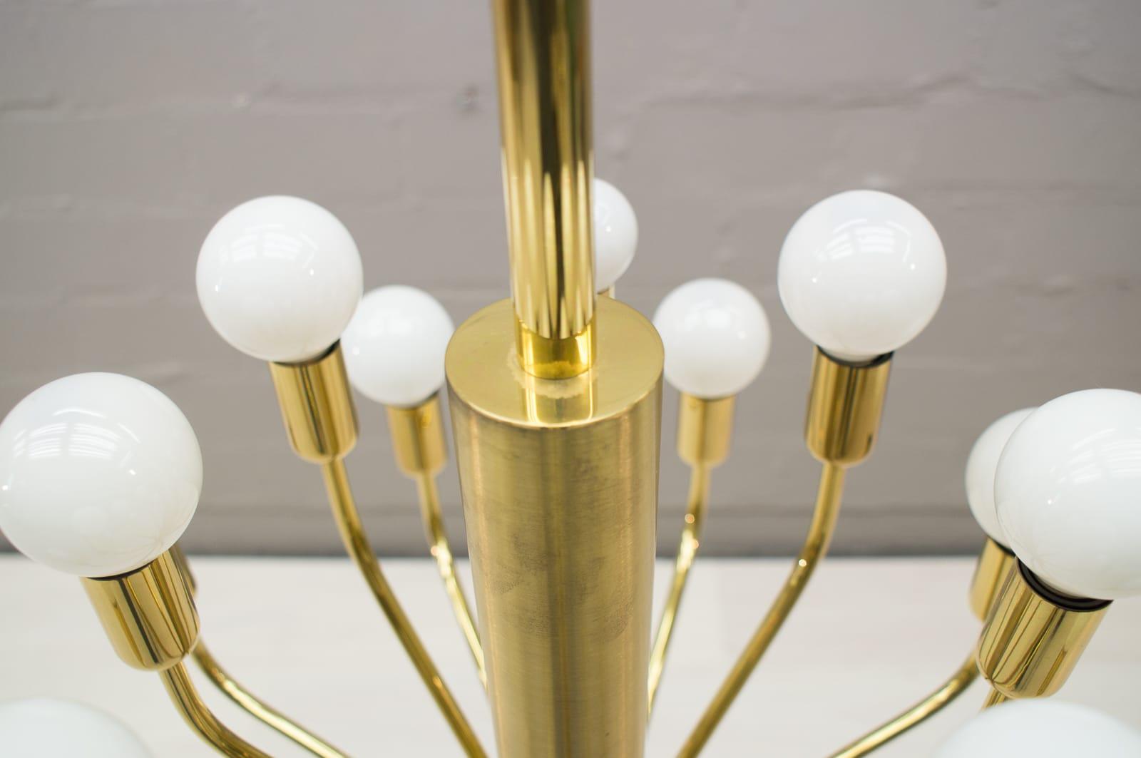 Large Midcentury Brass Pendant Sputnik Lamp, Germany, 1970s For Sale 1