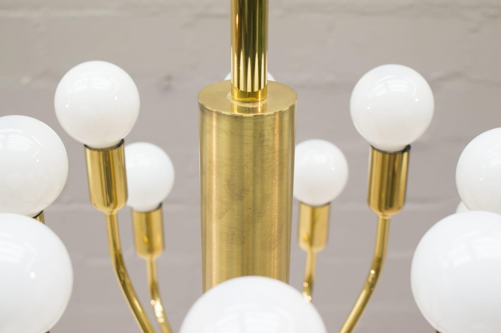 Large Midcentury Brass Pendant Sputnik Lamp, Germany, 1970s For Sale 2