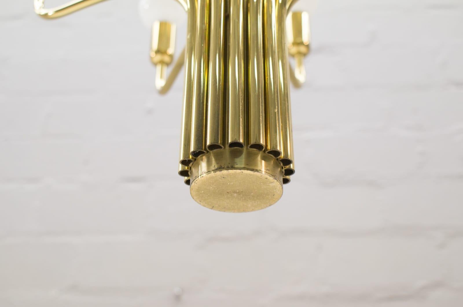 Large Midcentury Brass Pendant Sputnik Lamp, Germany, 1970s For Sale 3