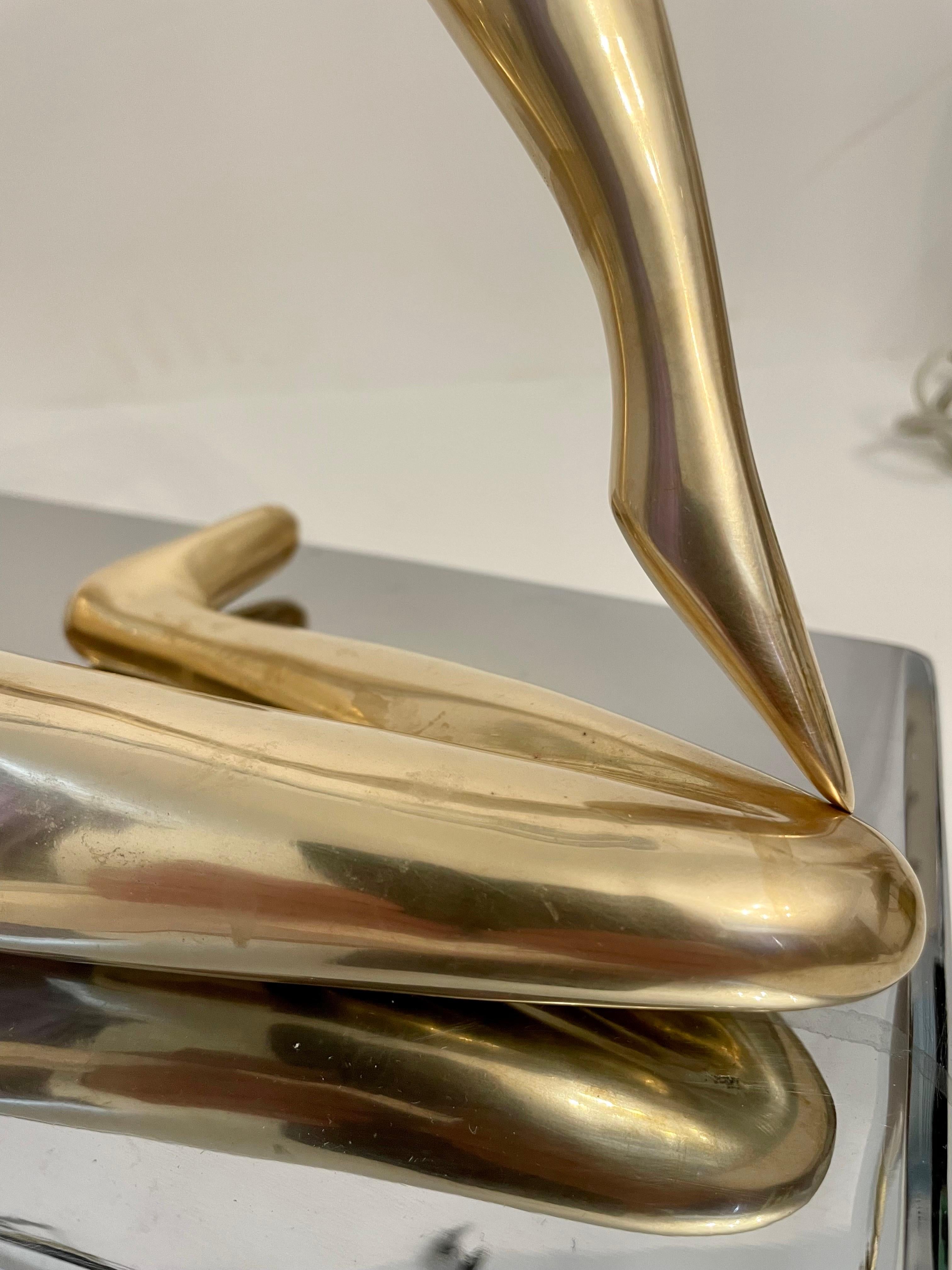Large Midcentury Brass Reclining Nude Sculpture in the Manner of Jean Arp In Good Condition For Sale In New York, NY