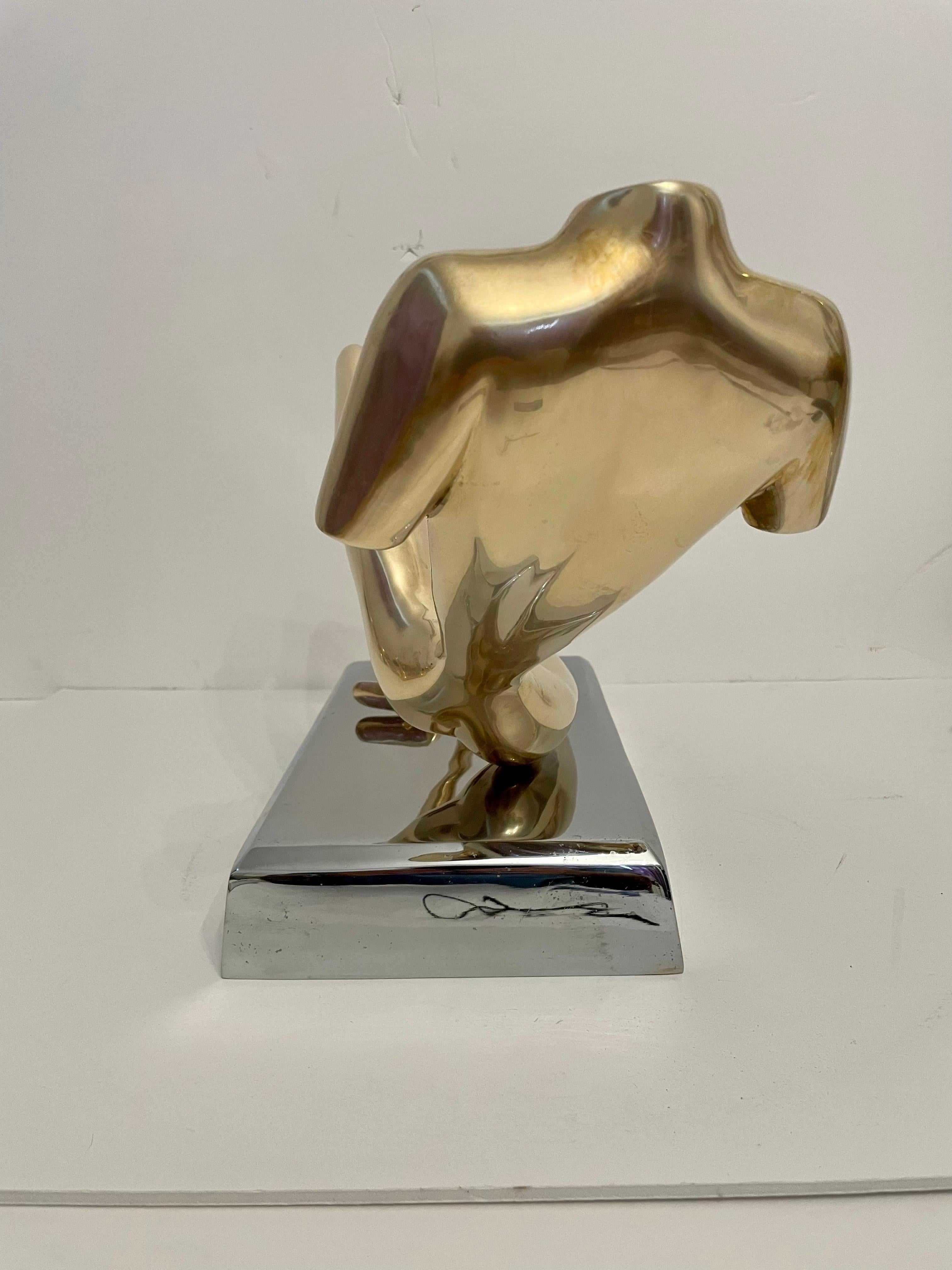 Large Midcentury Brass Reclining Nude Sculpture in the Manner of Jean Arp For Sale 1