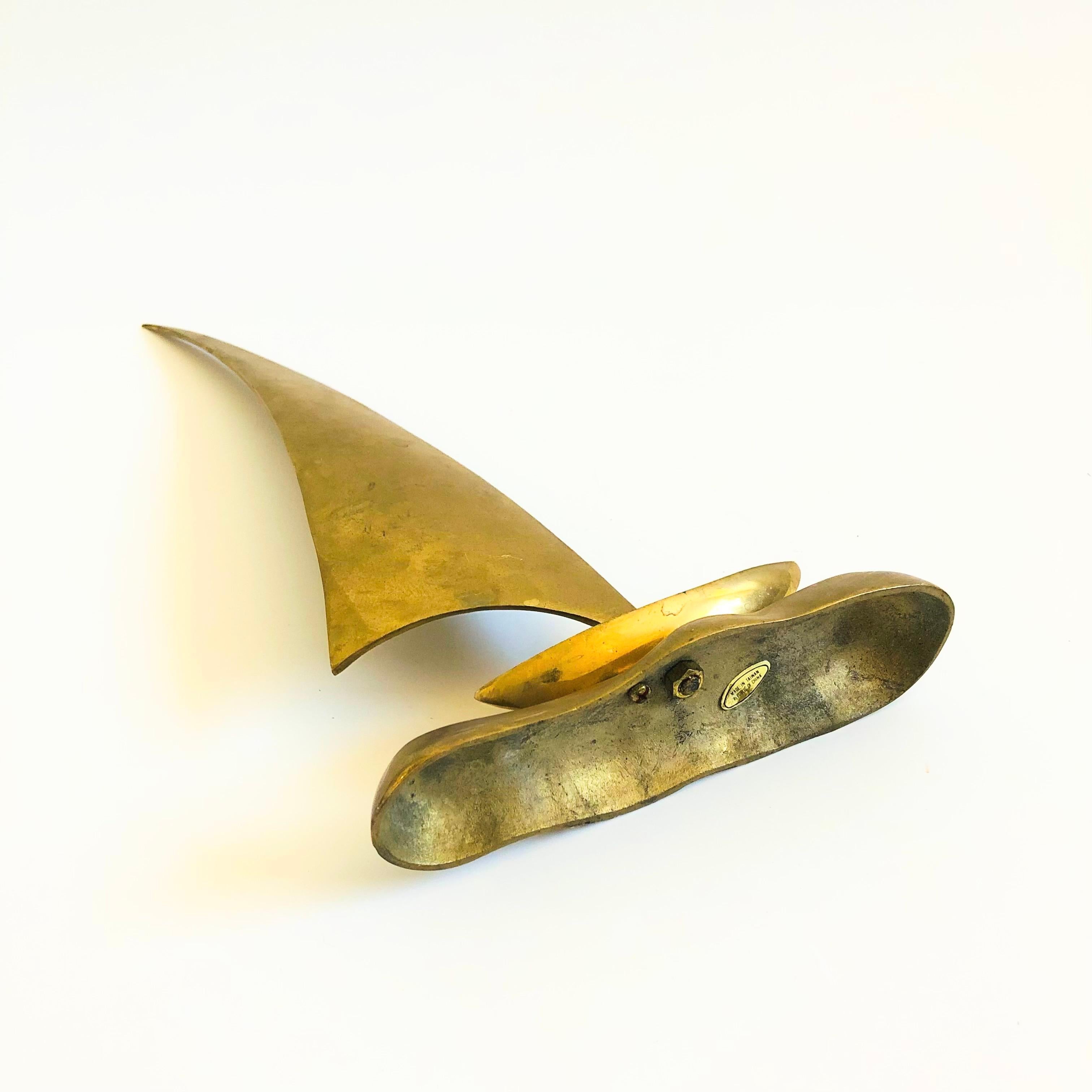 Large Mid Century Brass Sailboat 2