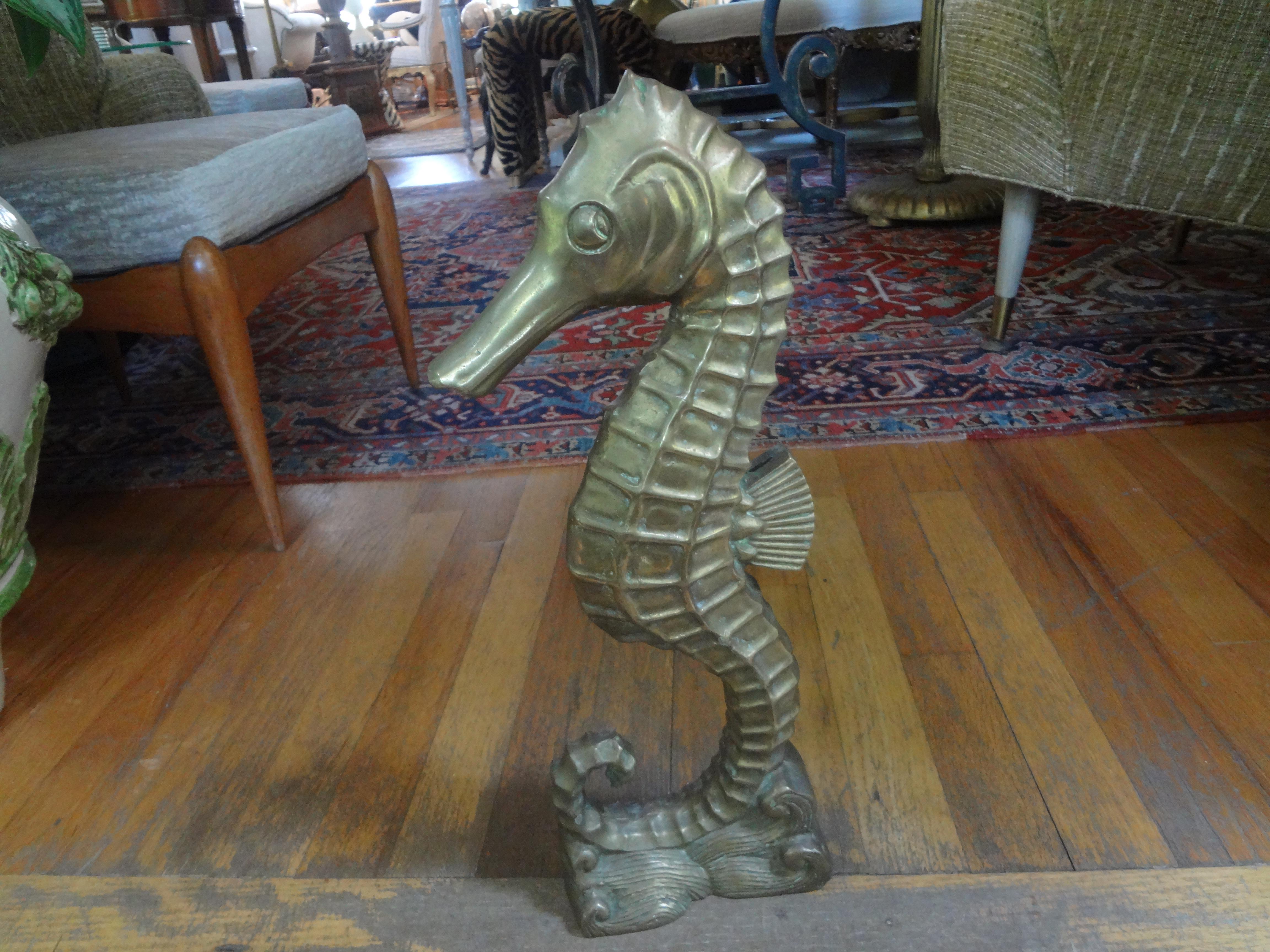 Large Midcentury Brass Seahorse Sculpture 2