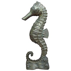 Large Mid-Century Brass Seahorse Sculpture