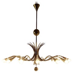 Vintage Large Mid Century Brass Sixteen-Arm Chandelier Italy