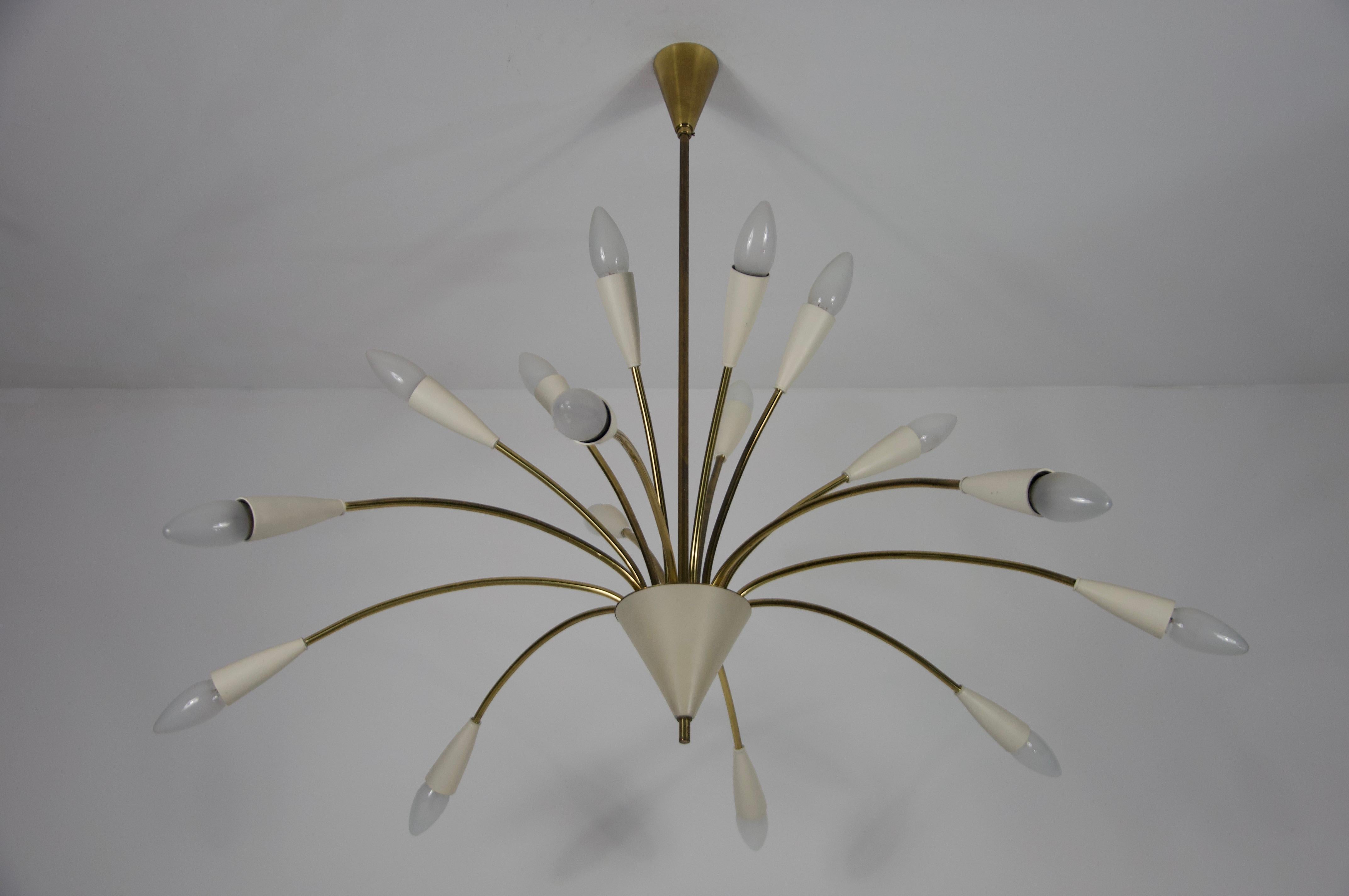 Large Mid-Century Brass Sputnik Chandelier, 1950s, Germany 4