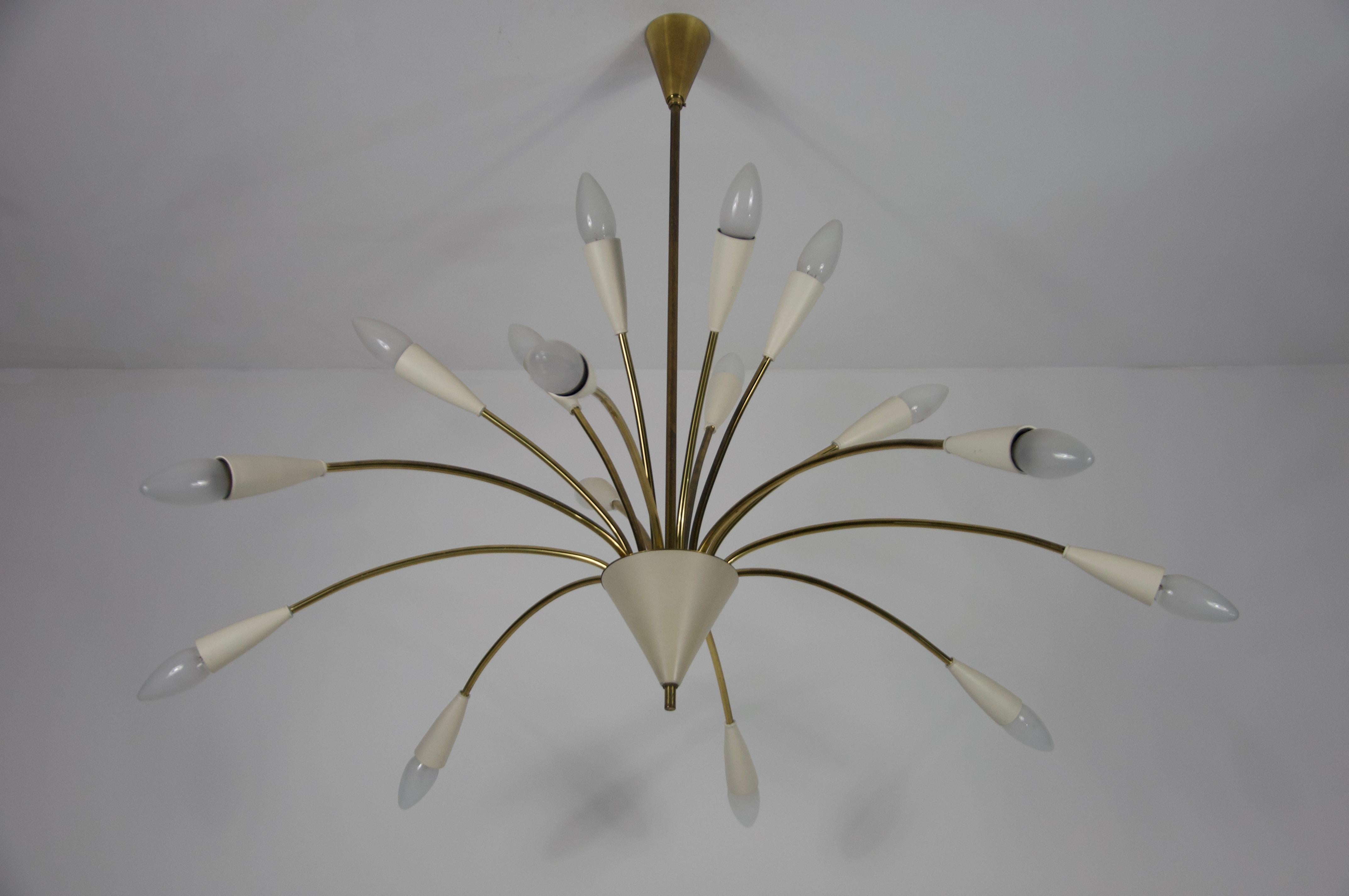 Large Mid-Century Brass Sputnik Chandelier, 1950s, Germany 5