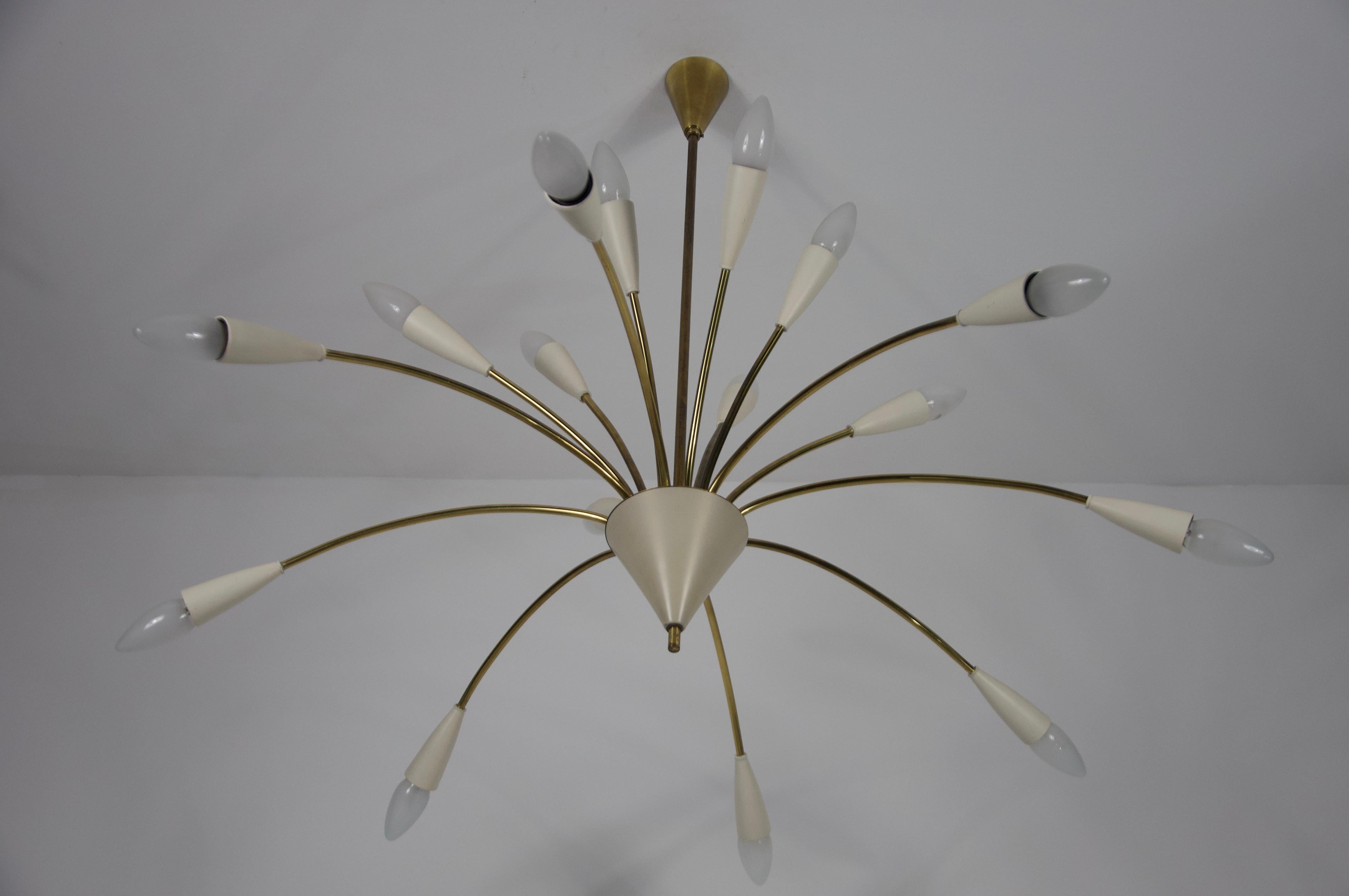 Large Mid-Century Brass Sputnik Chandelier, 1950s, Germany 6