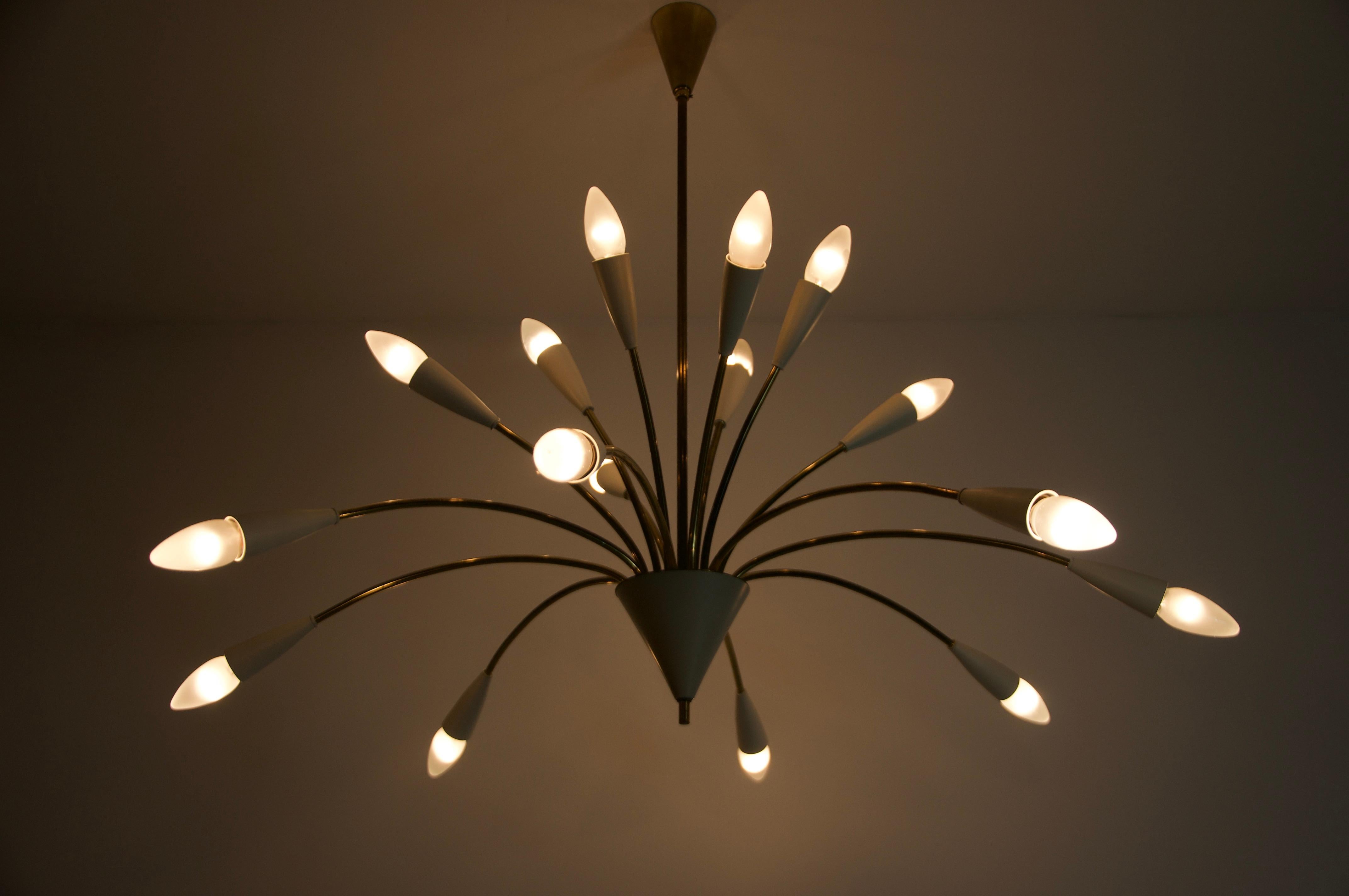 Large Mid-Century Brass Sputnik Chandelier, 1950s, Germany 7