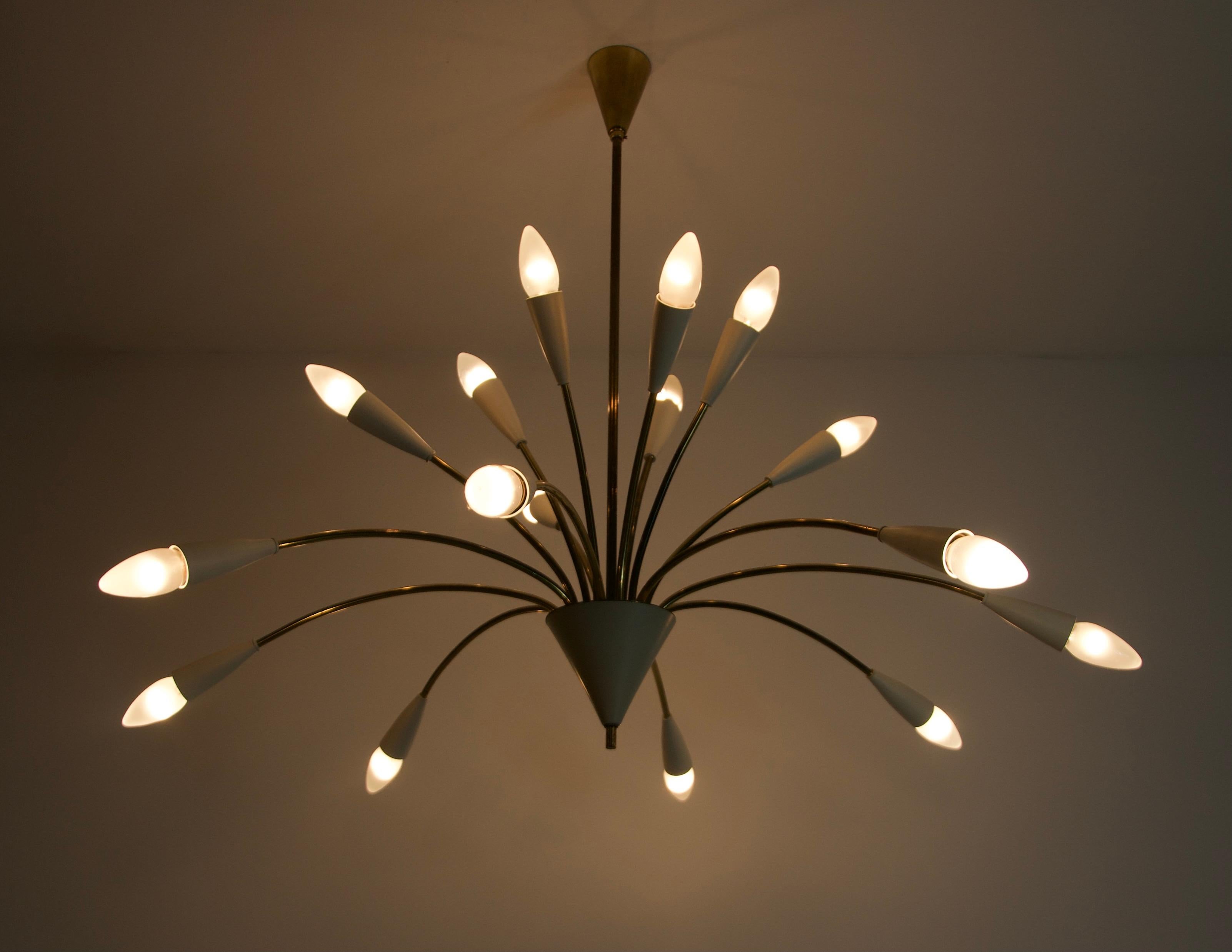 Large Mid-Century Brass Sputnik Chandelier, 1950s, Germany 8