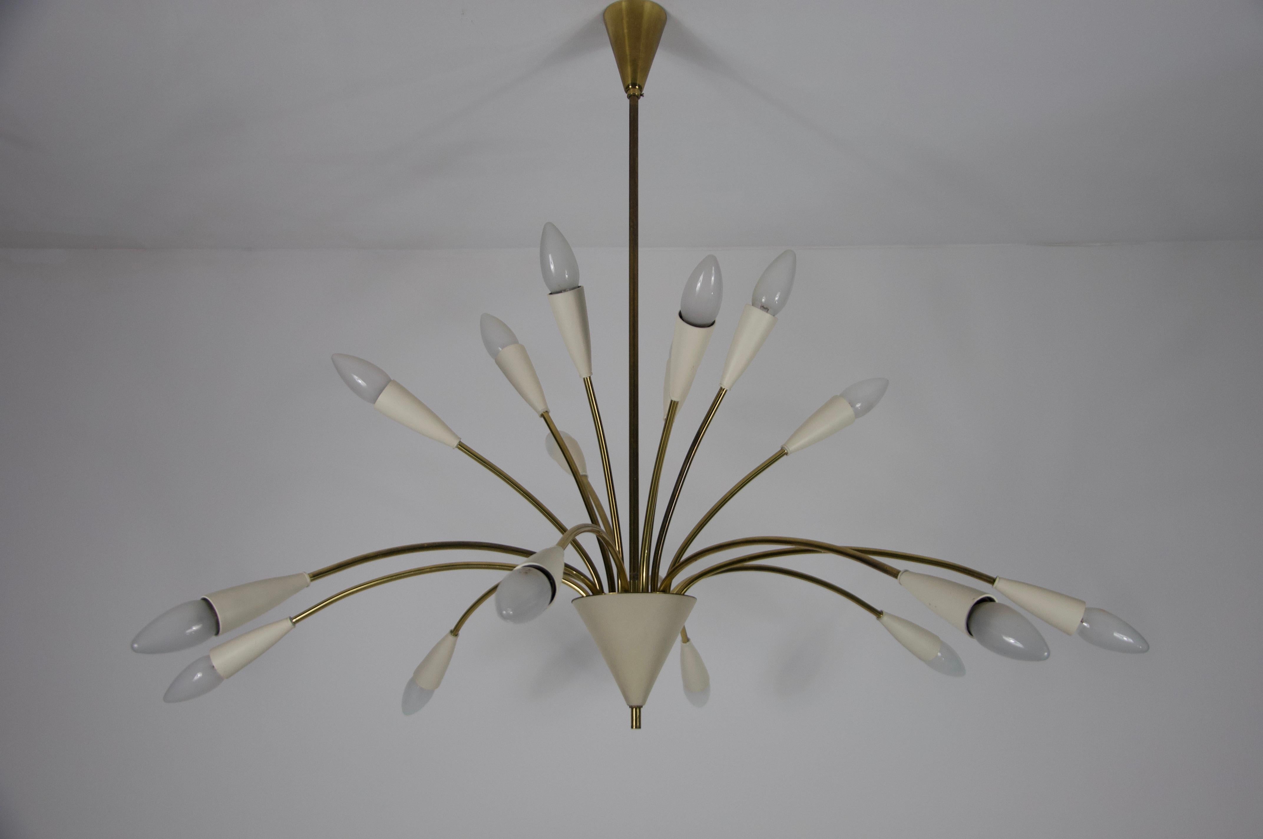 Mid-Century Modern Large Mid-Century Brass Sputnik Chandelier, 1950s, Germany