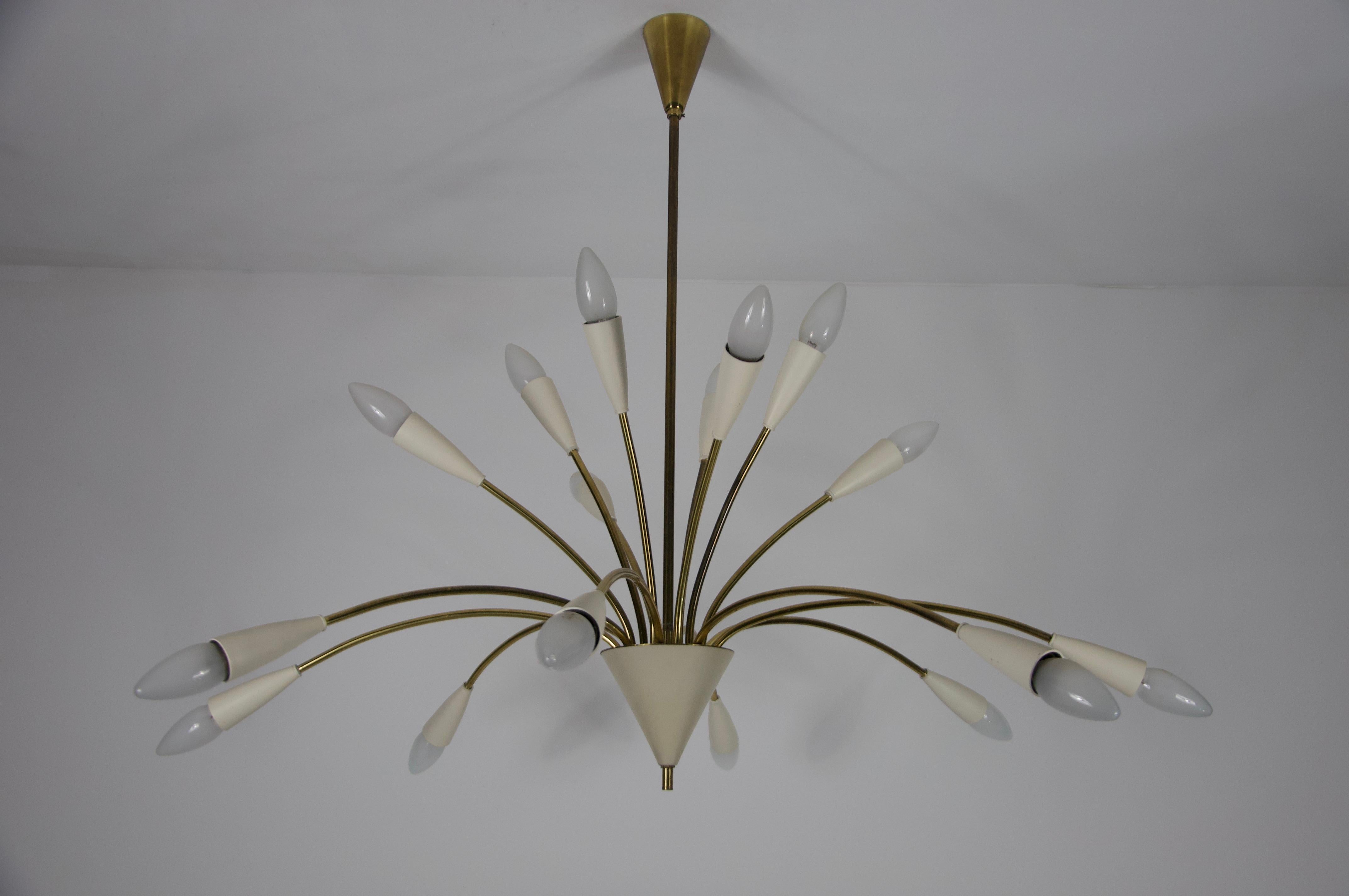 Mid-20th Century Large Mid-Century Brass Sputnik Chandelier, 1950s, Germany