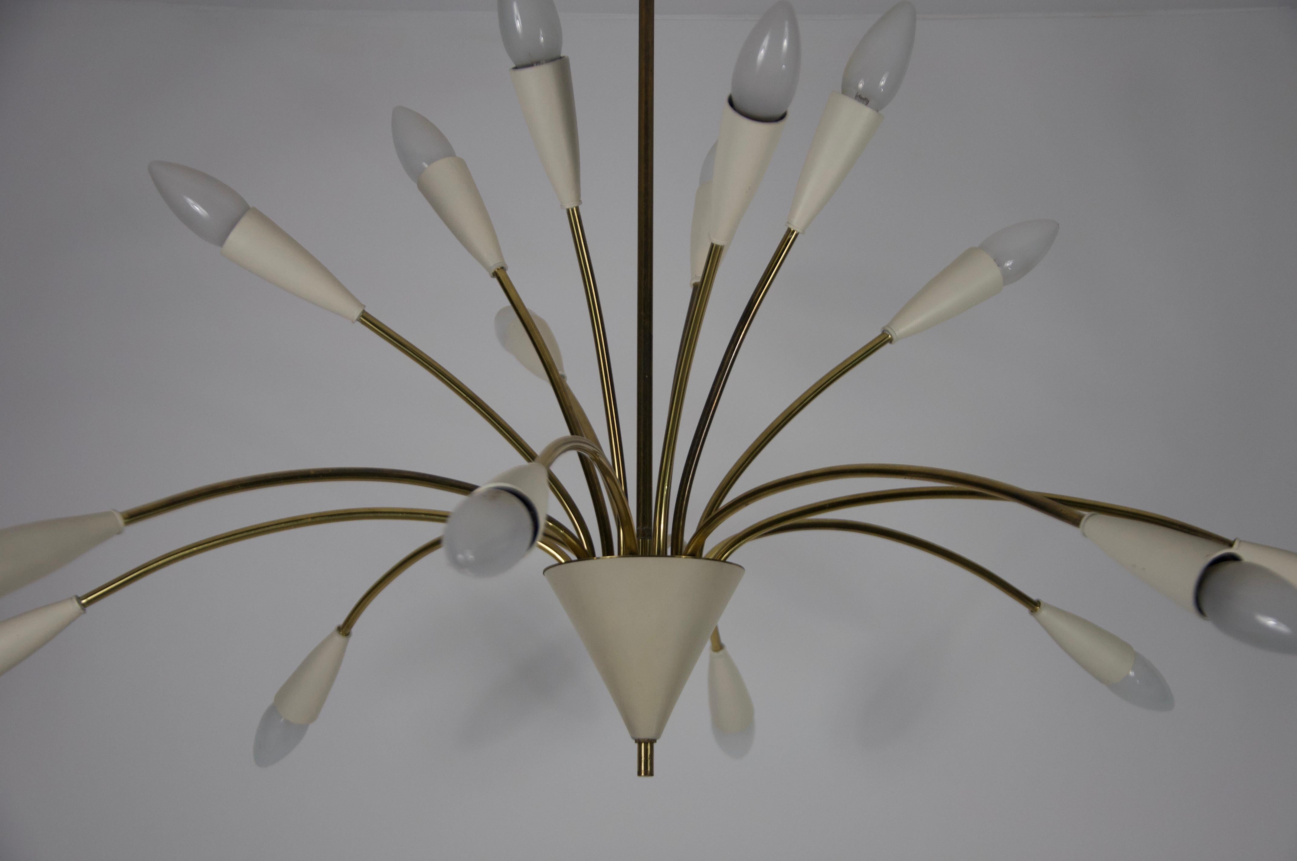 Metal Large Mid-Century Brass Sputnik Chandelier, 1950s, Germany