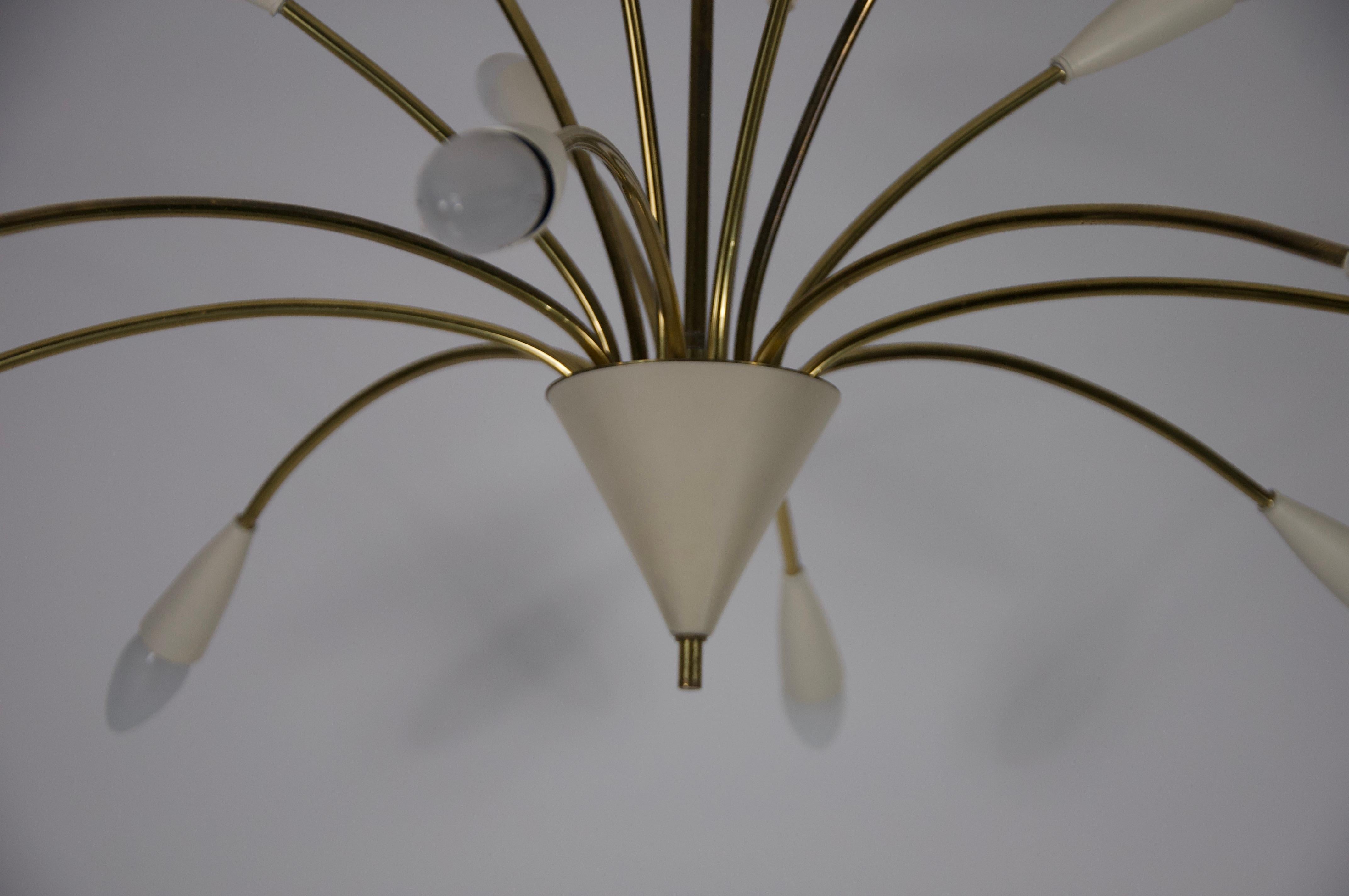 Large Mid-Century Brass Sputnik Chandelier, 1950s, Germany 1