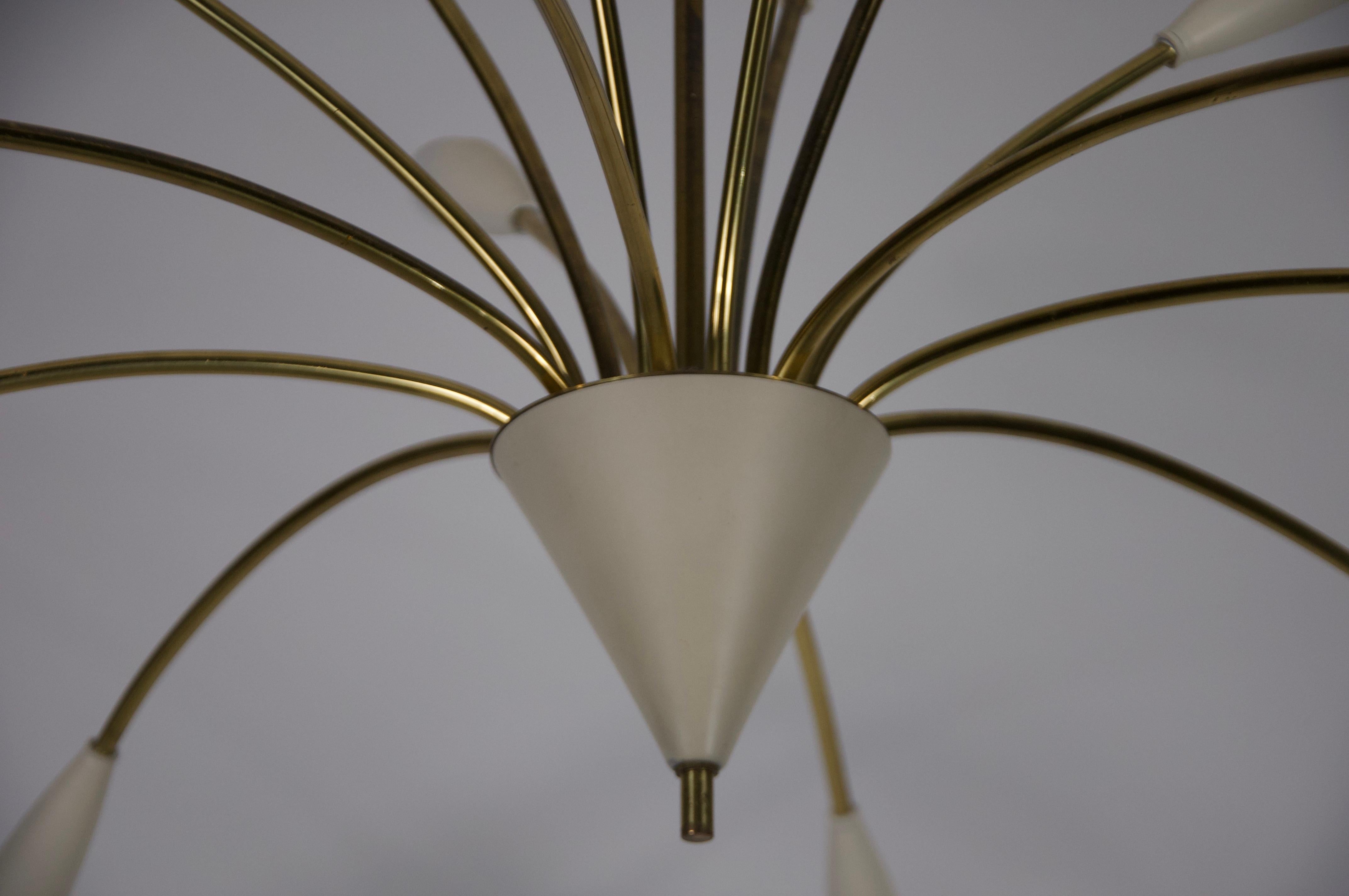 Large Mid-Century Brass Sputnik Chandelier, 1950s, Germany 2