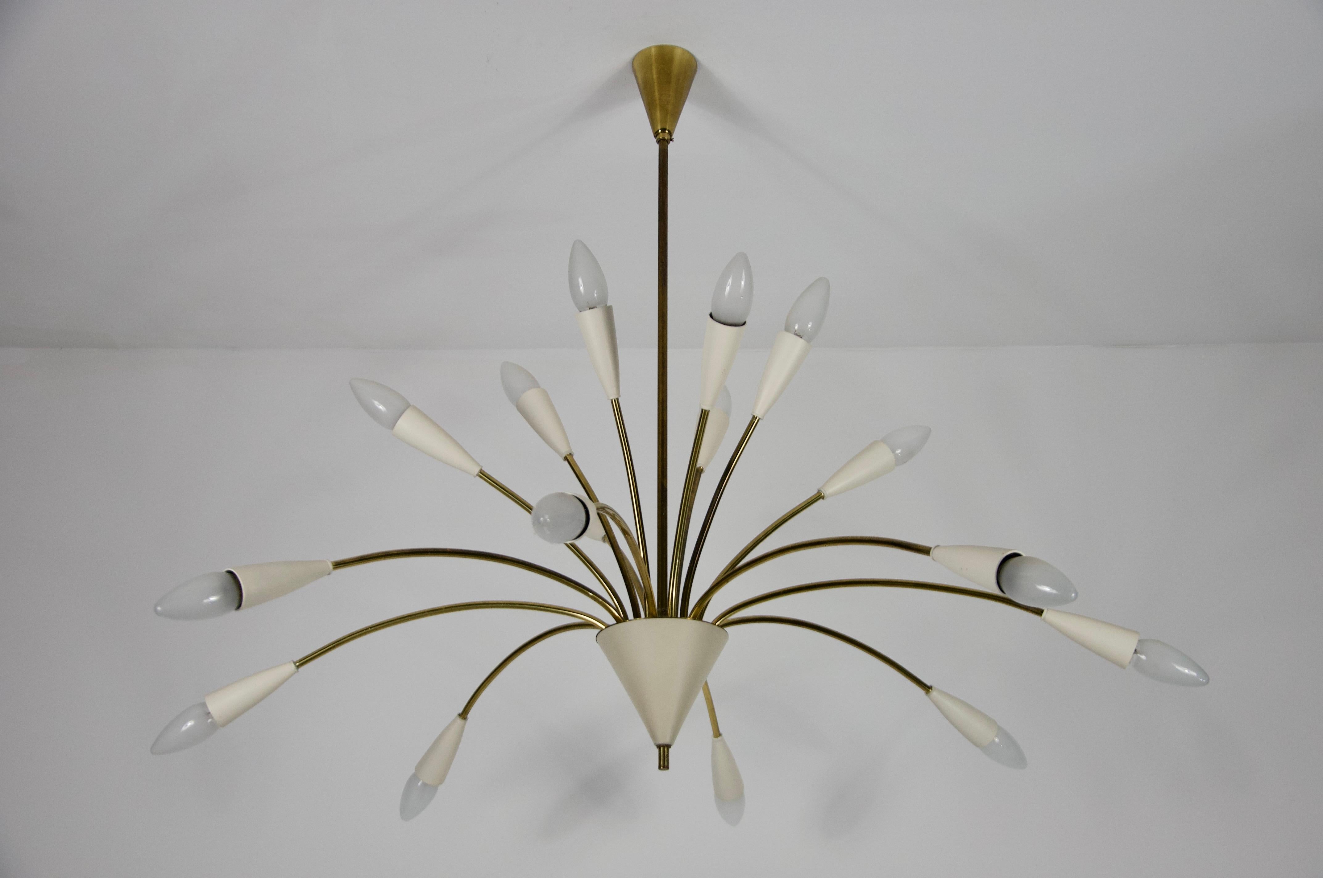 Large Mid-Century Brass Sputnik Chandelier, 1950s, Germany 3