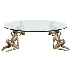 Large Mid Century Bronze Nude Coffee Table