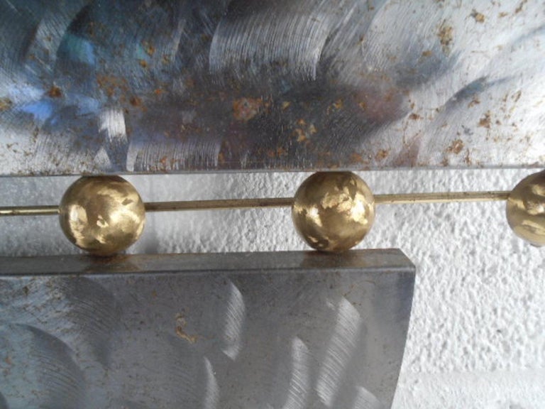 Large MidCentury Brush Metal Art For Sale at 1stDibs