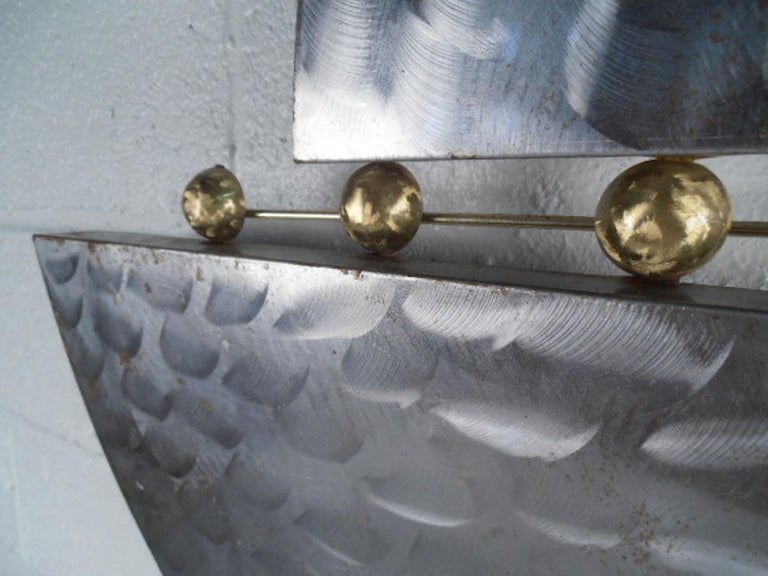 Large MidCentury Brush Metal Art For Sale at 1stDibs