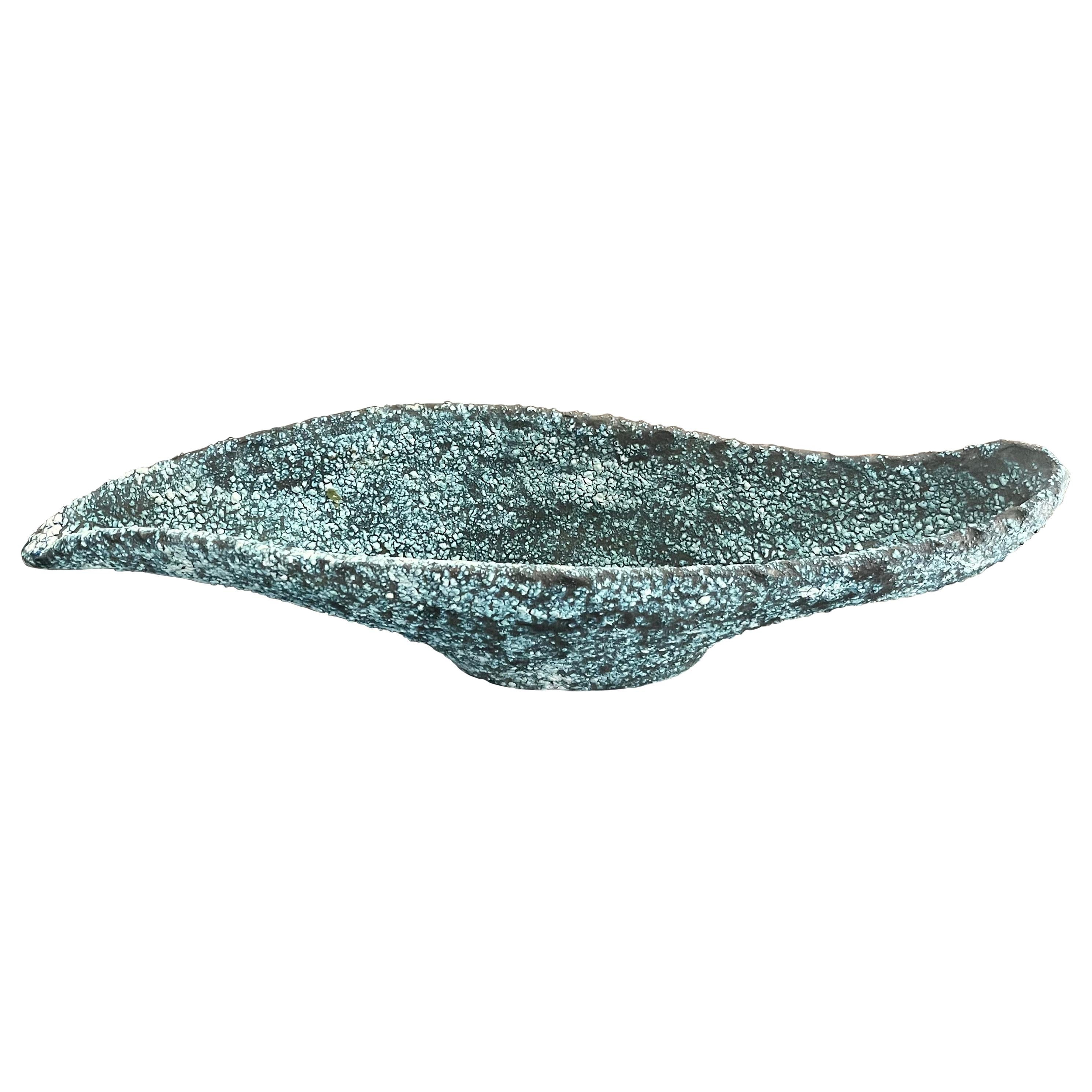 Large Mid-Century Brutalist Bowl in Blue Lava Glaze