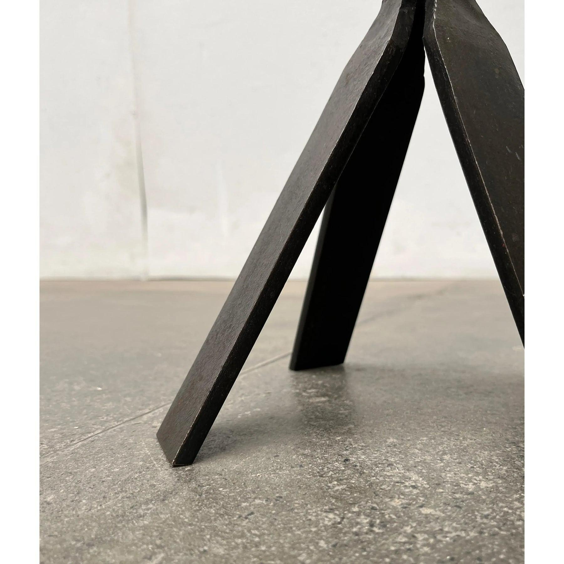 Large Mid-Century Brutalist Floor Candleholder in Wrought Iron, 1960s For Sale 5