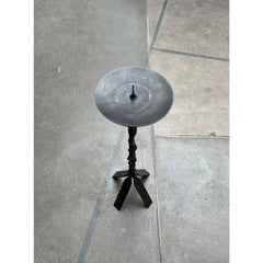 Grande portacandele da terra brutalista di metà secolo in ferro battuto, anni '60